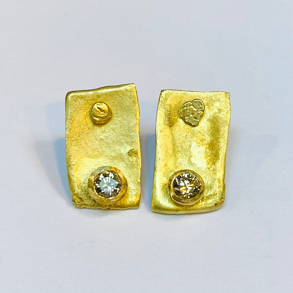 Hanging Rectangular Brown Diamond Earrings With Removable Studs