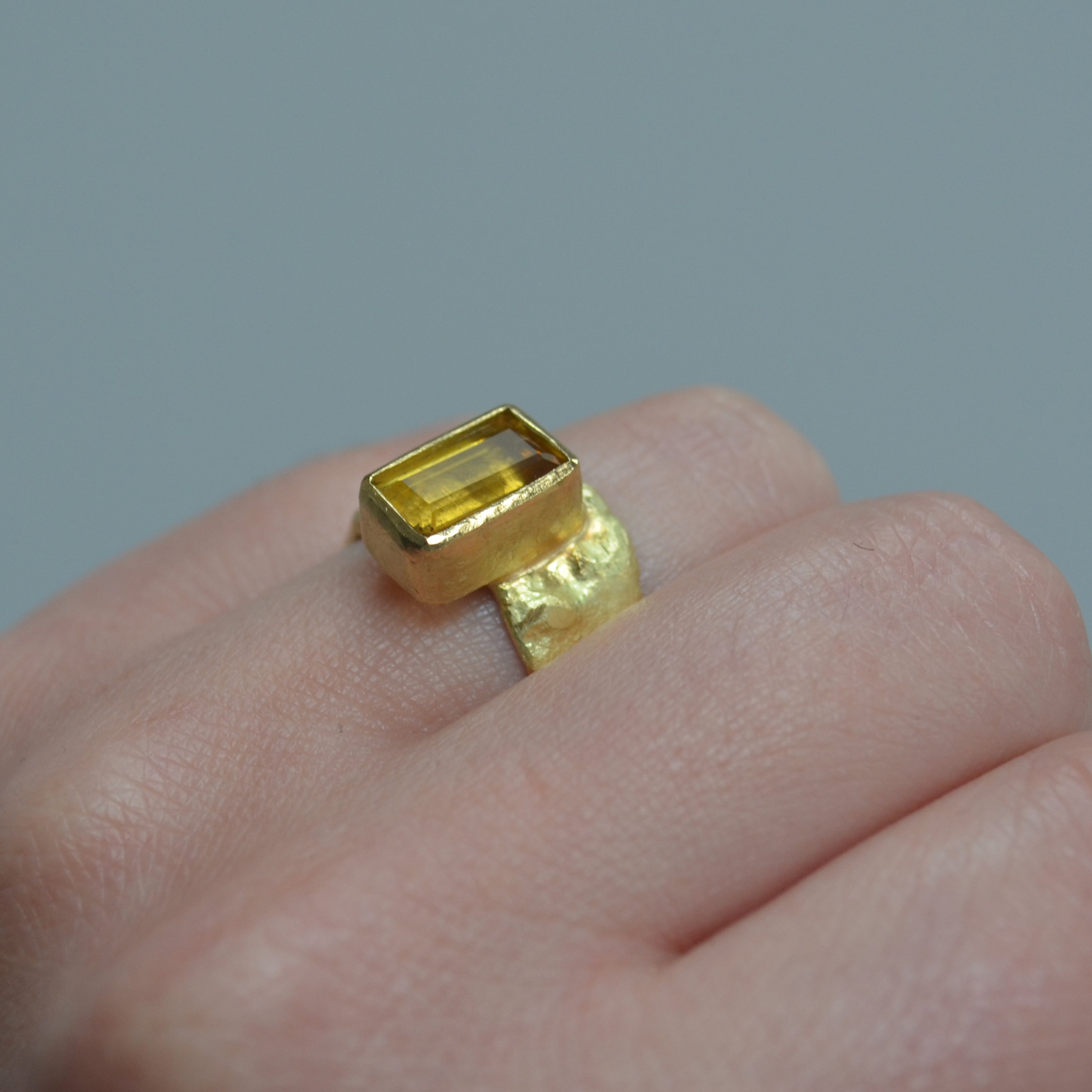 Yellow Beryl 18k Gold Wide Ring by Disa Allsopp