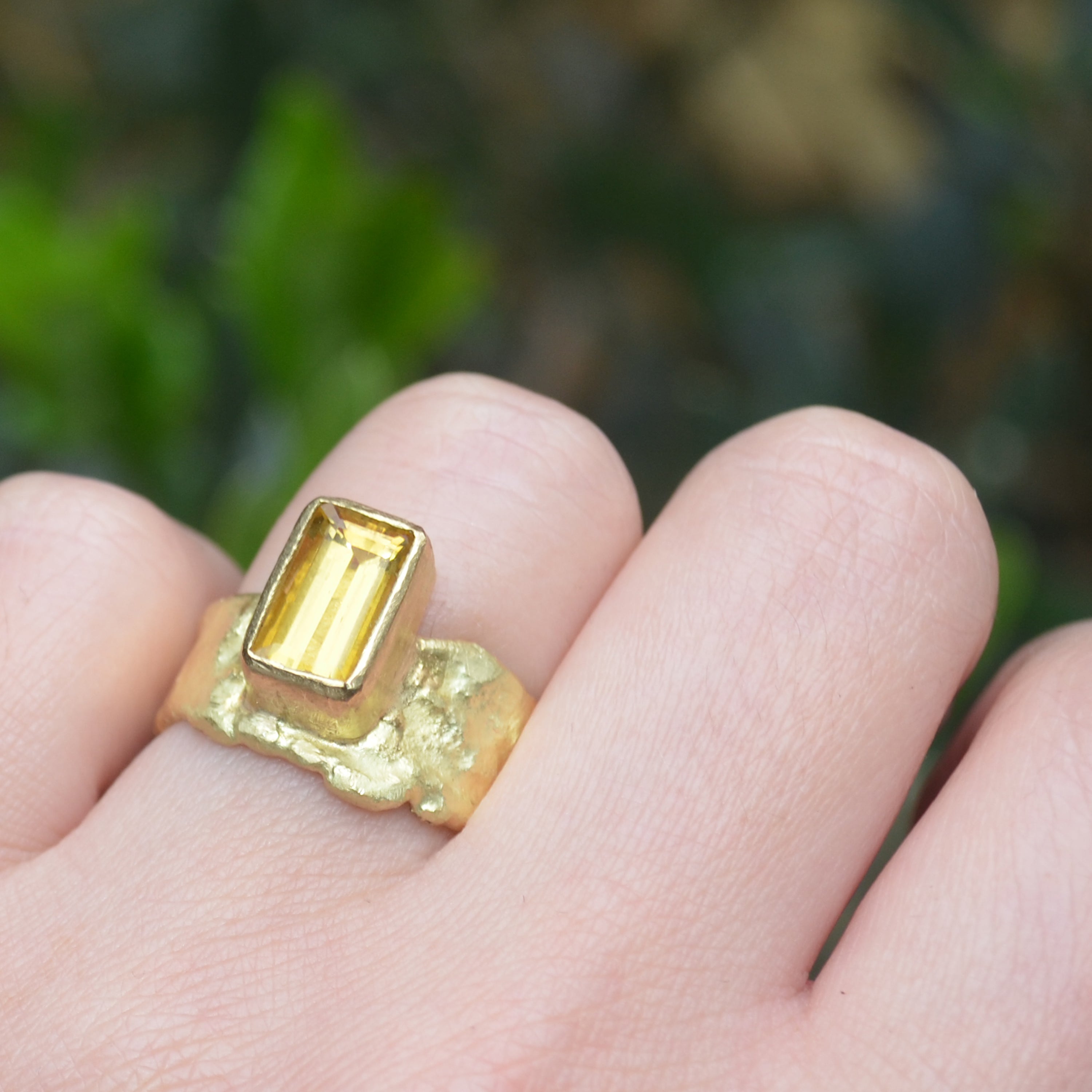 Yellow Beryl 18k Gold Wide Ring by Disa Allsopp