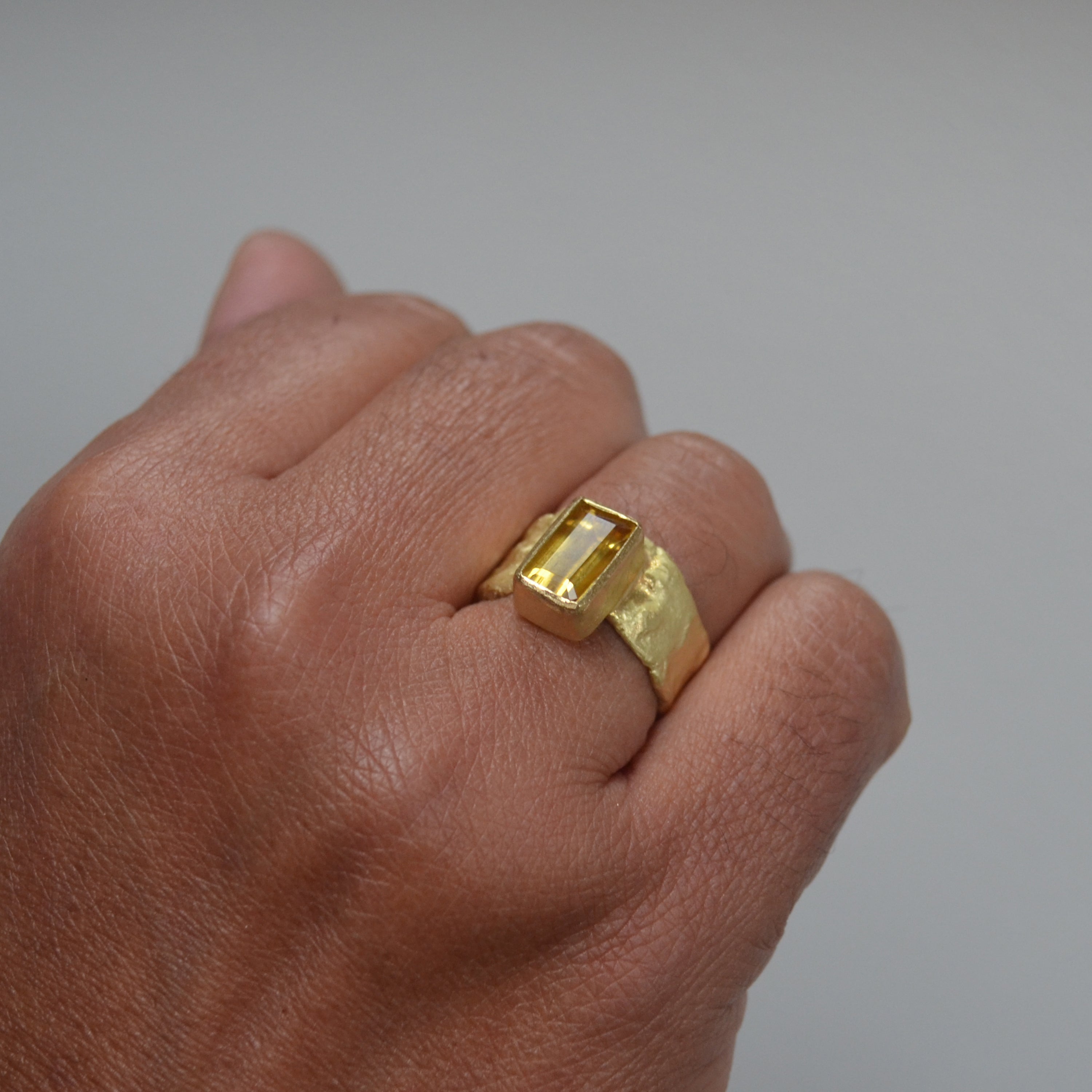 Yellow Beryl 18k Gold Wide Ring by Disa Allsopp