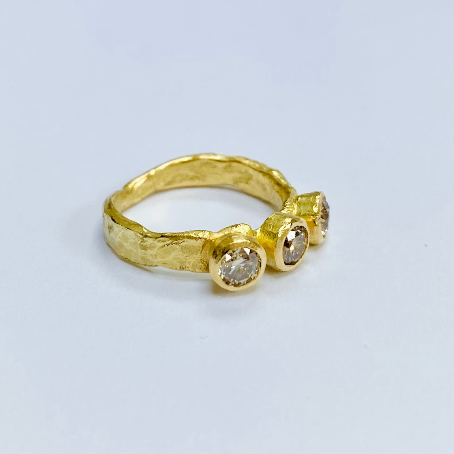 Triple Brown Diamond Hammered Ring by Disa Allsopp