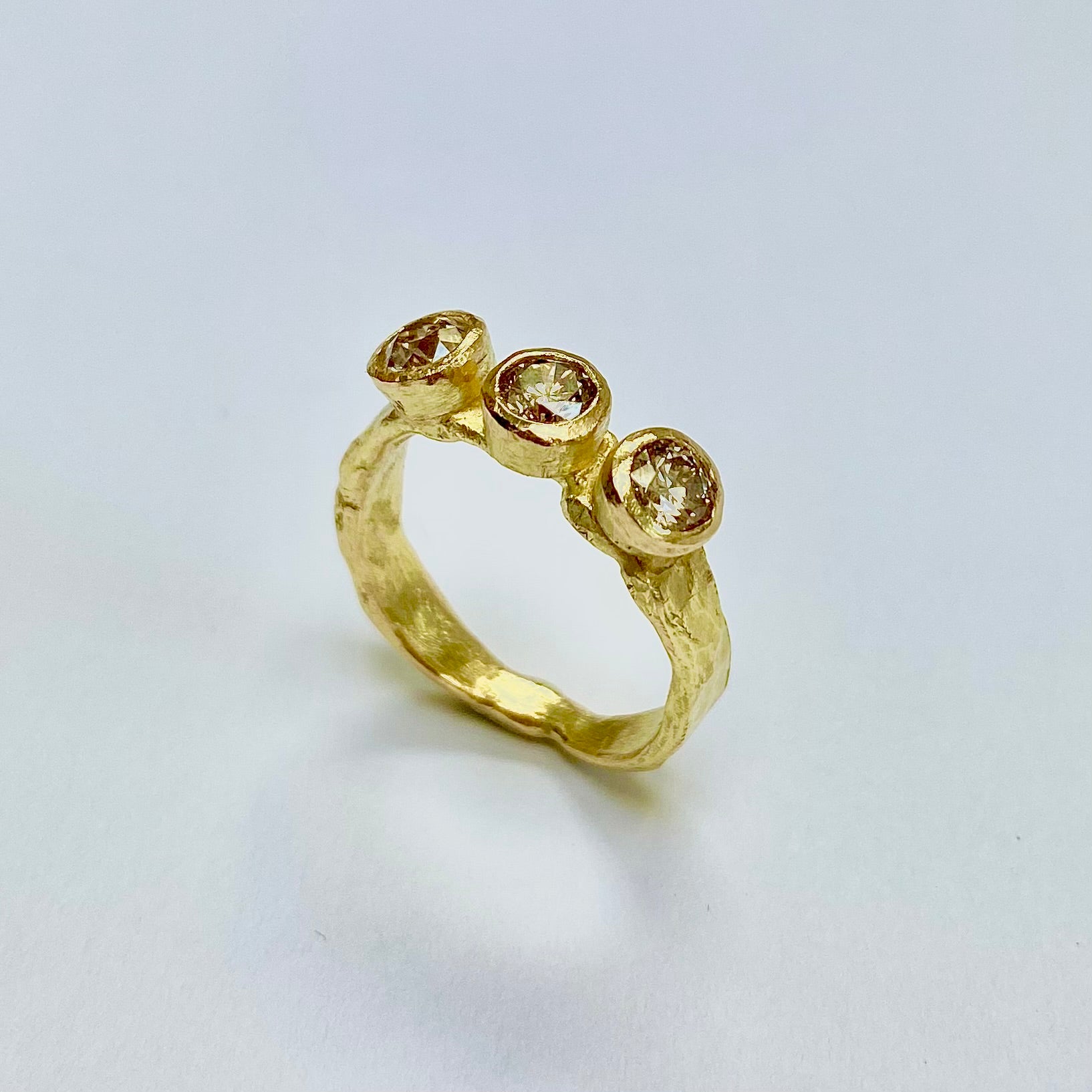 Triple Brown Diamond Hammered Ring by Disa Allsopp