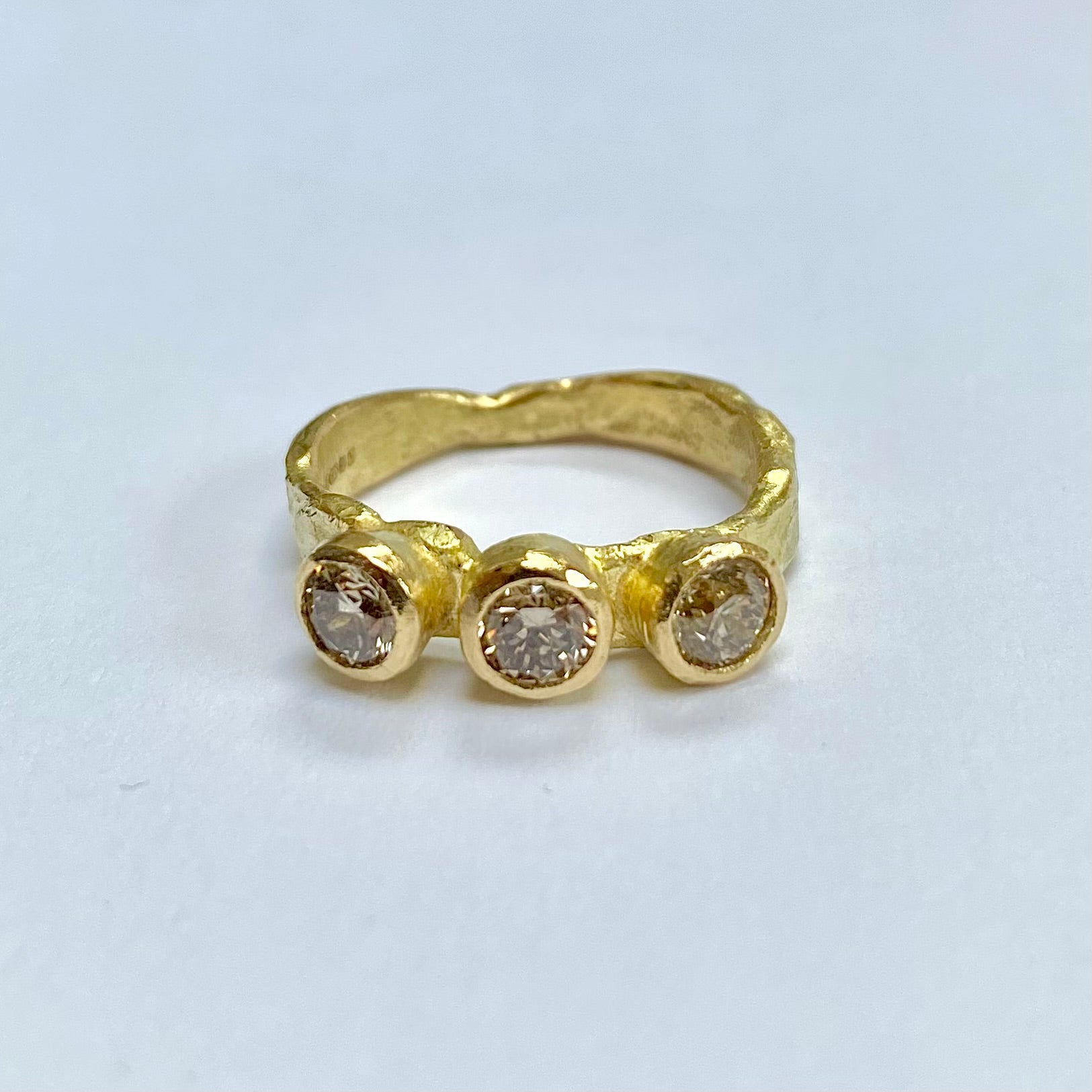 Triple Brown Diamond Hammered Ring by Disa Allsopp
