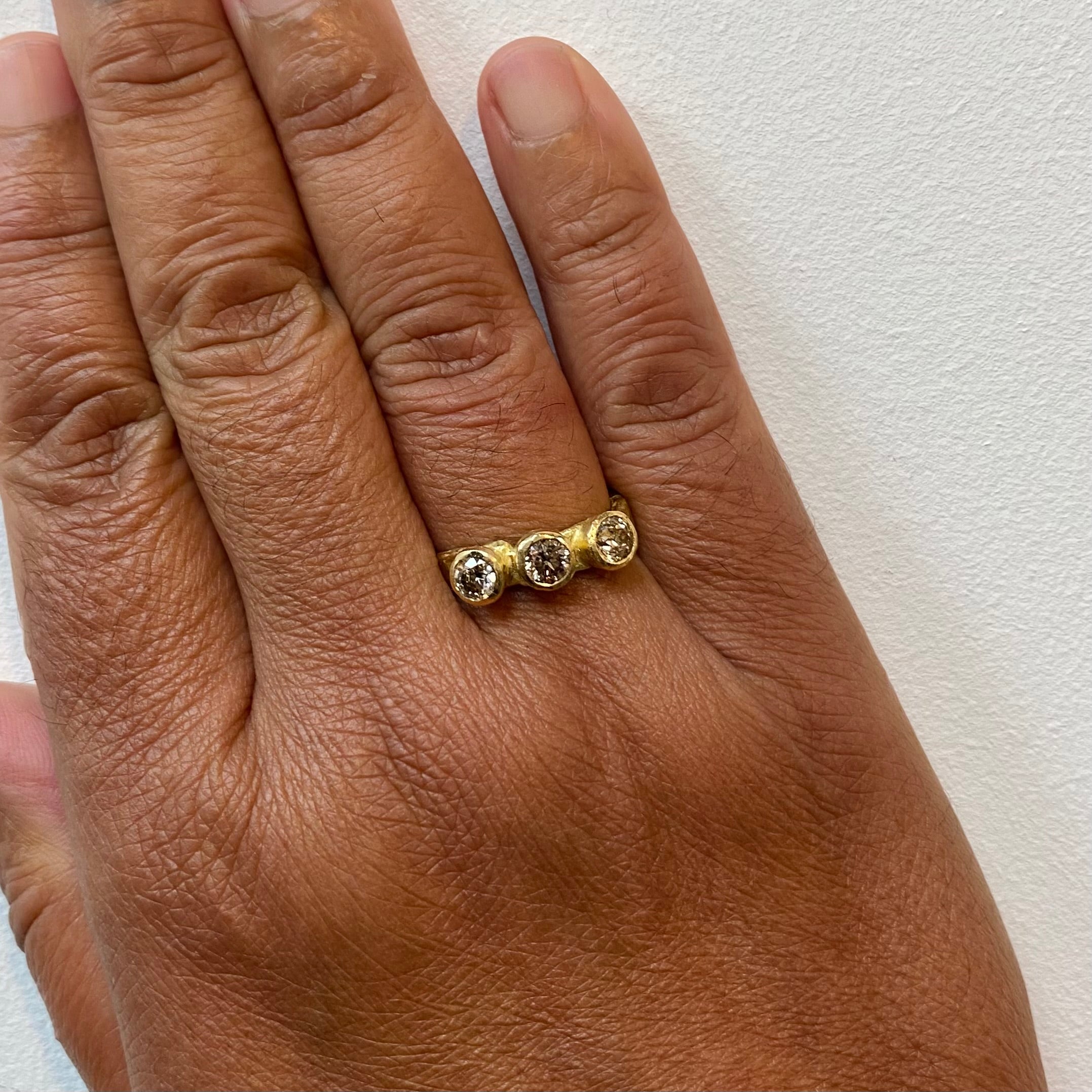 Triple Brown Diamond Hammered Ring by Disa Allsopp