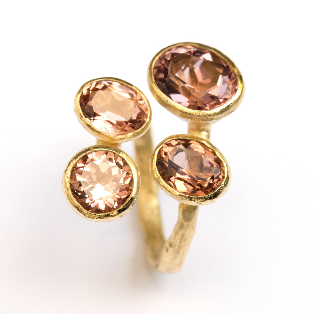 Rose & Peach Tourmaline Four Stone Ring by Disa Allsopp