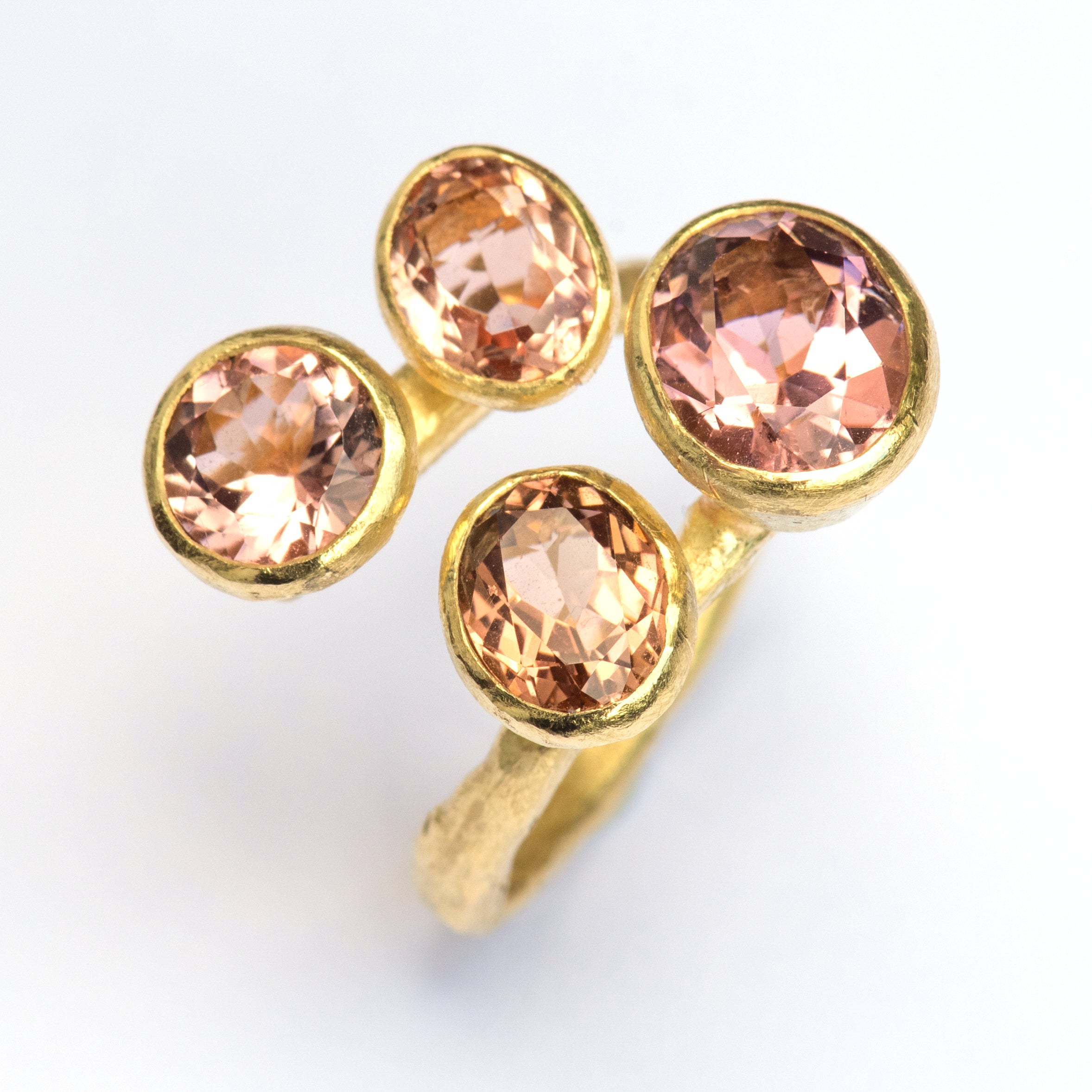 Rose & Peach Tourmaline Four Stone Ring by Disa Allsopp