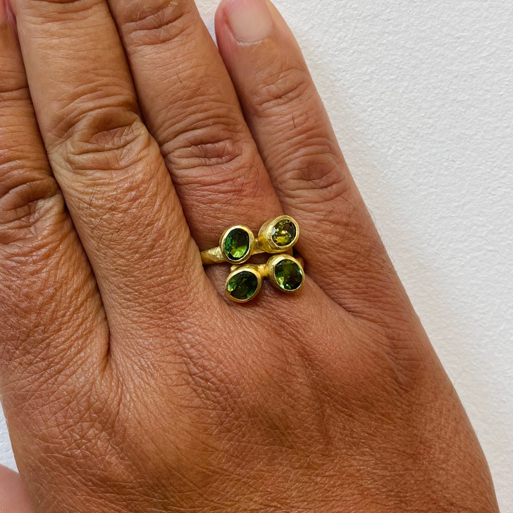 Four Tourmaline Gold Ring by Disa Allsopp