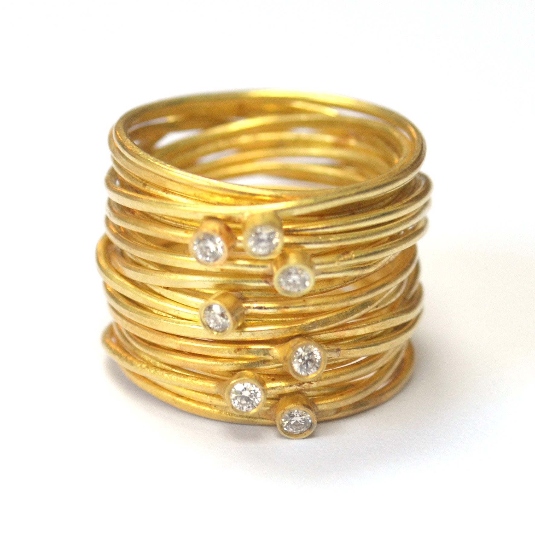 Seven Diamond 18k Gold Spaghetti Ring by Disa Allsopp
