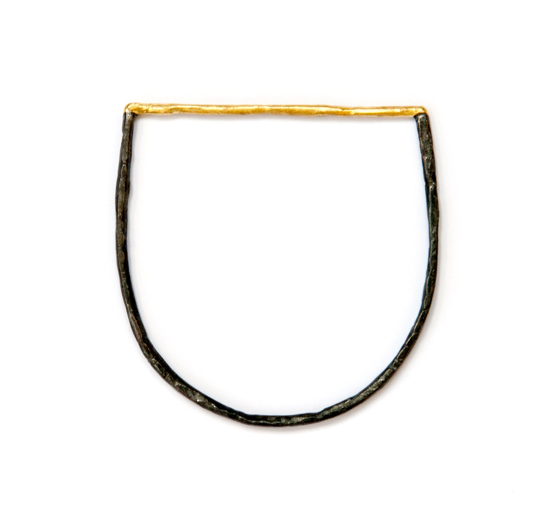 Oxidised Silver/18k Gold Horseshoe Bangle