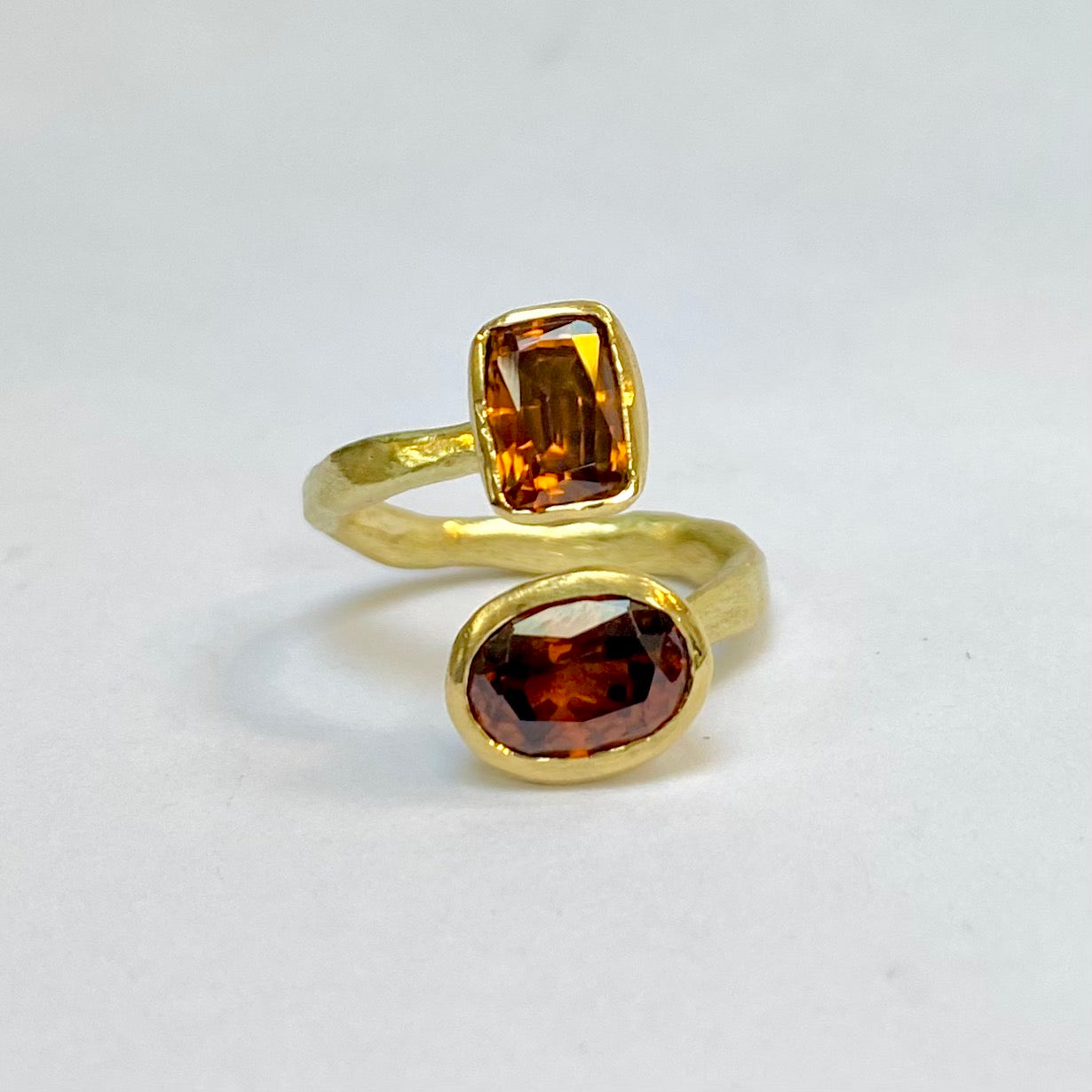 Double Orange Zircon Crossover Cola Ring by Disa Allsopp