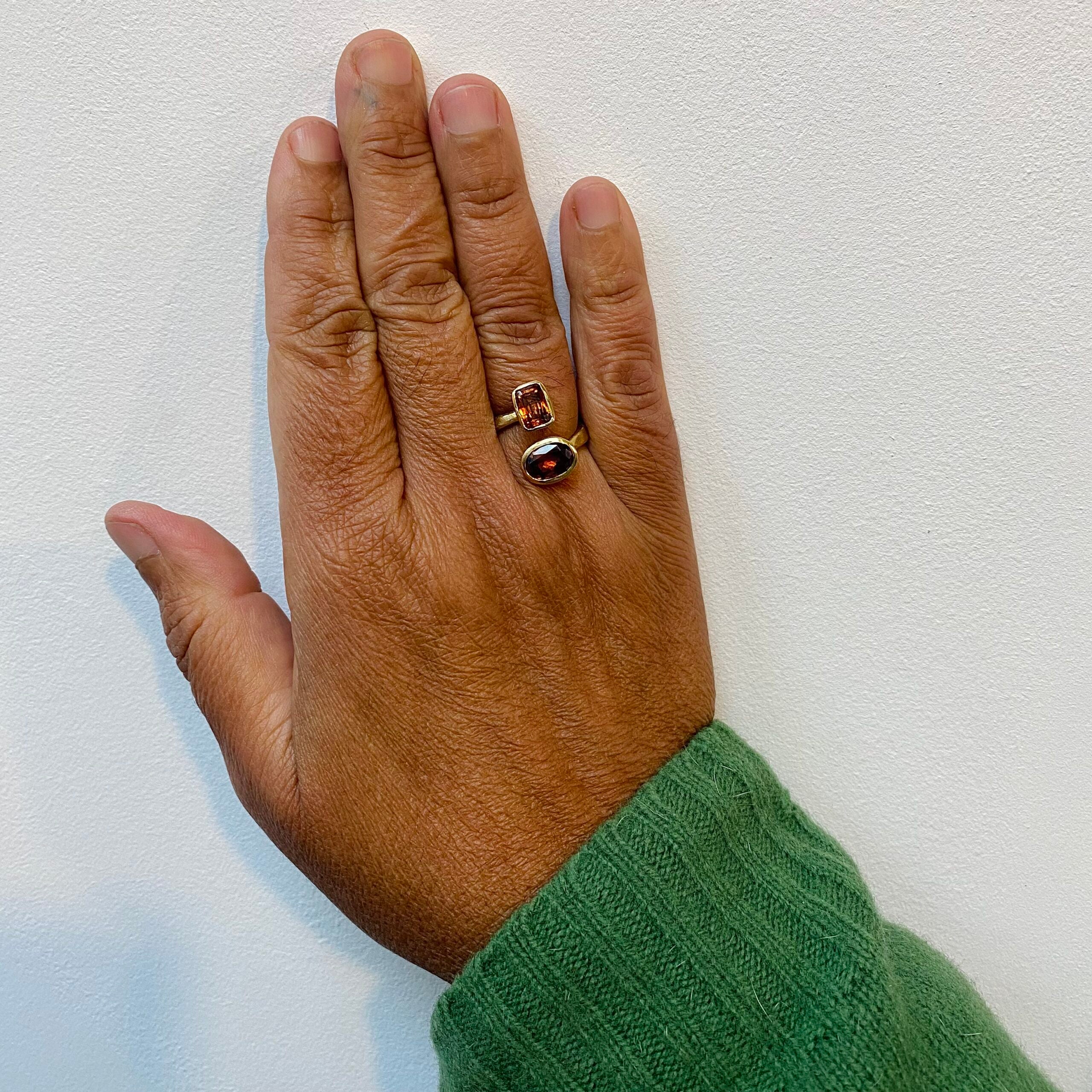 Double Orange Zircon Crossover Cola Ring by Disa Allsopp