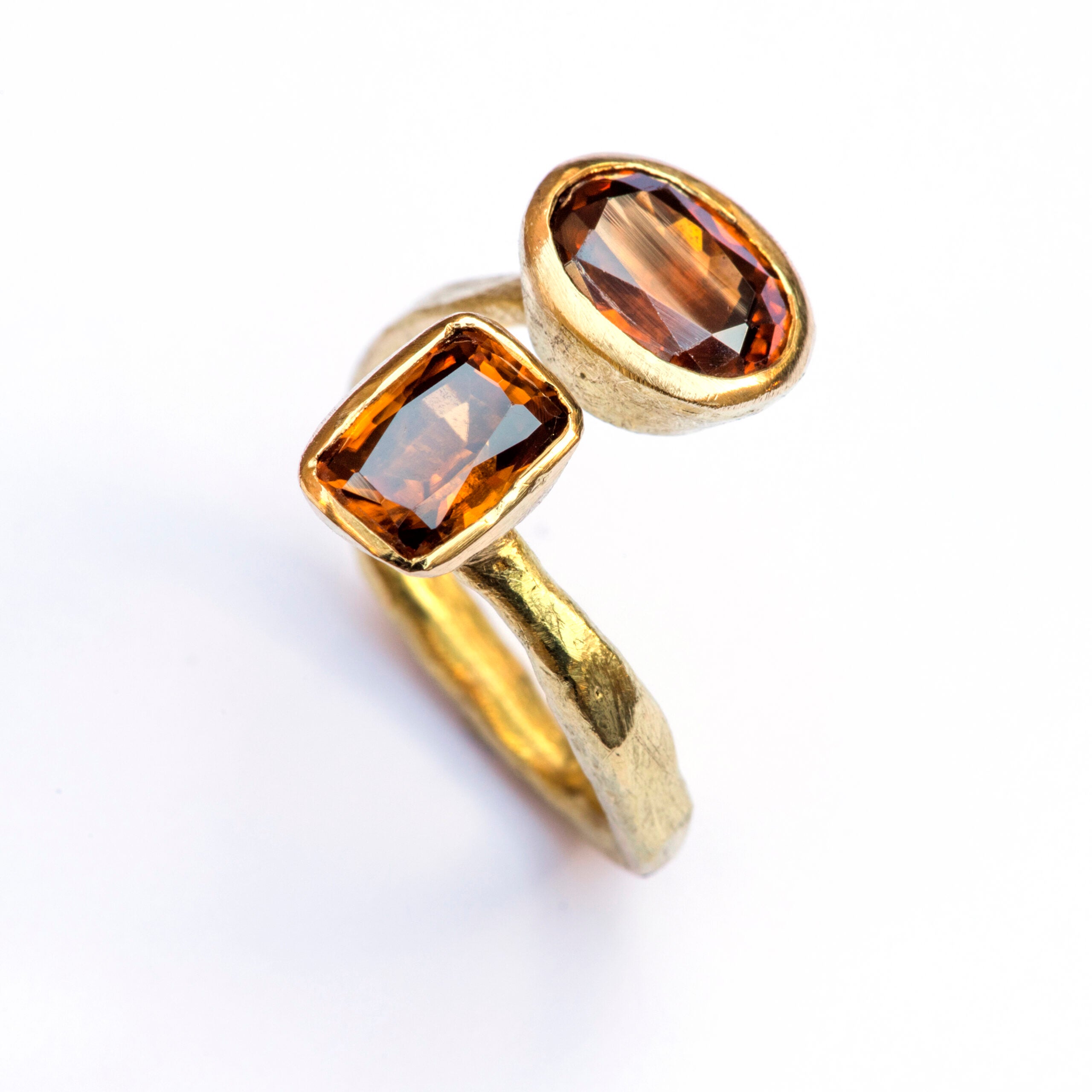 Double Orange Zircon Crossover Cola Ring by Disa Allsopp