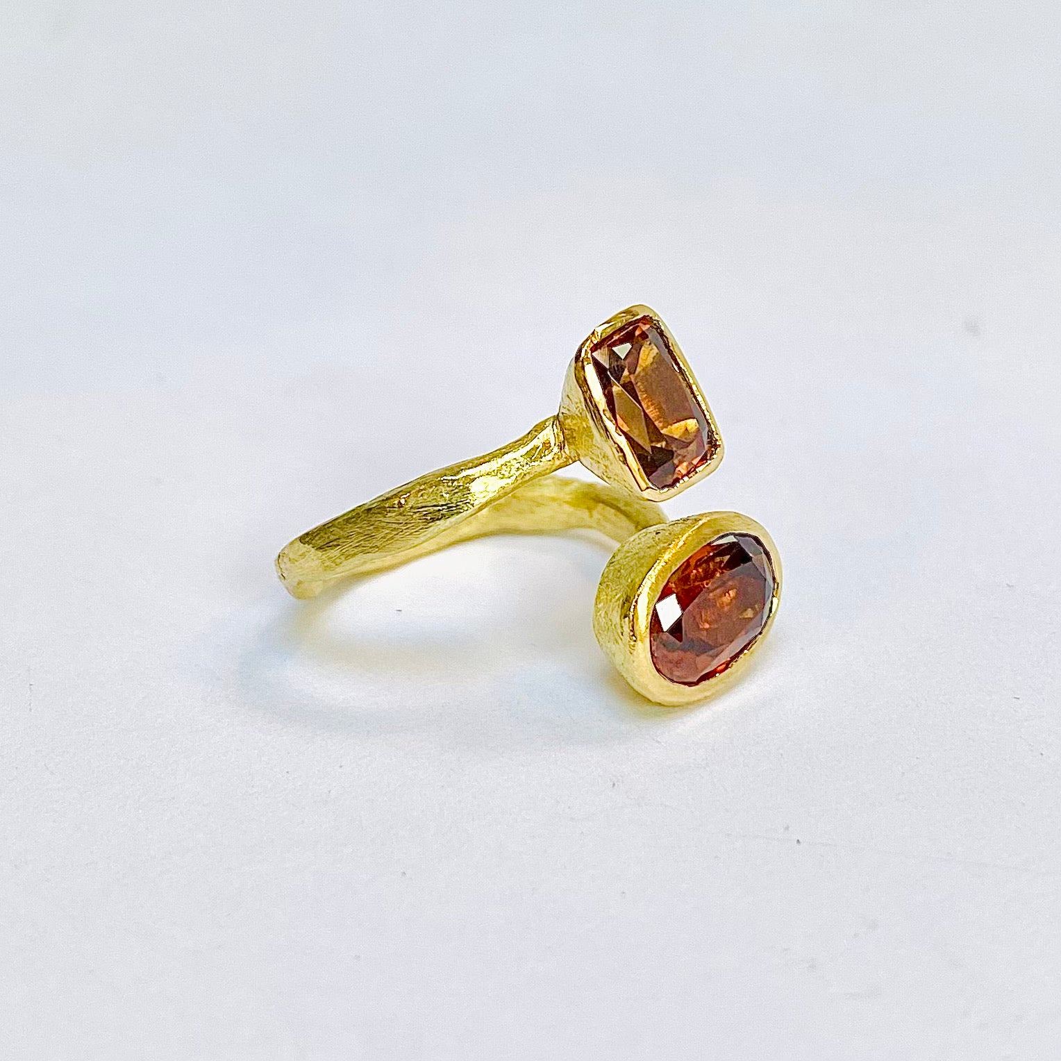 Double Orange Zircon Crossover Cola Ring by Disa Allsopp
