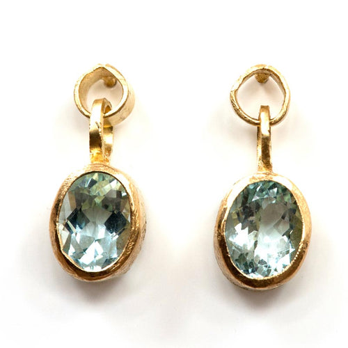 Aquamarine Loop Drop Gold Earrings