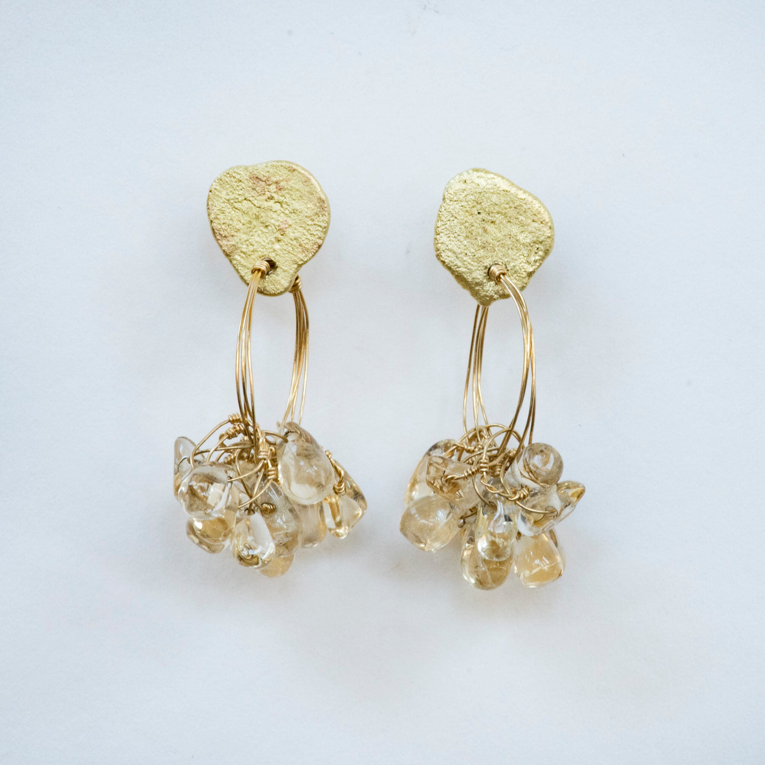 Citrine Gold Disc Wire earrings