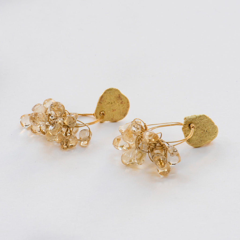 Citrine Gold Disc Wire earrings