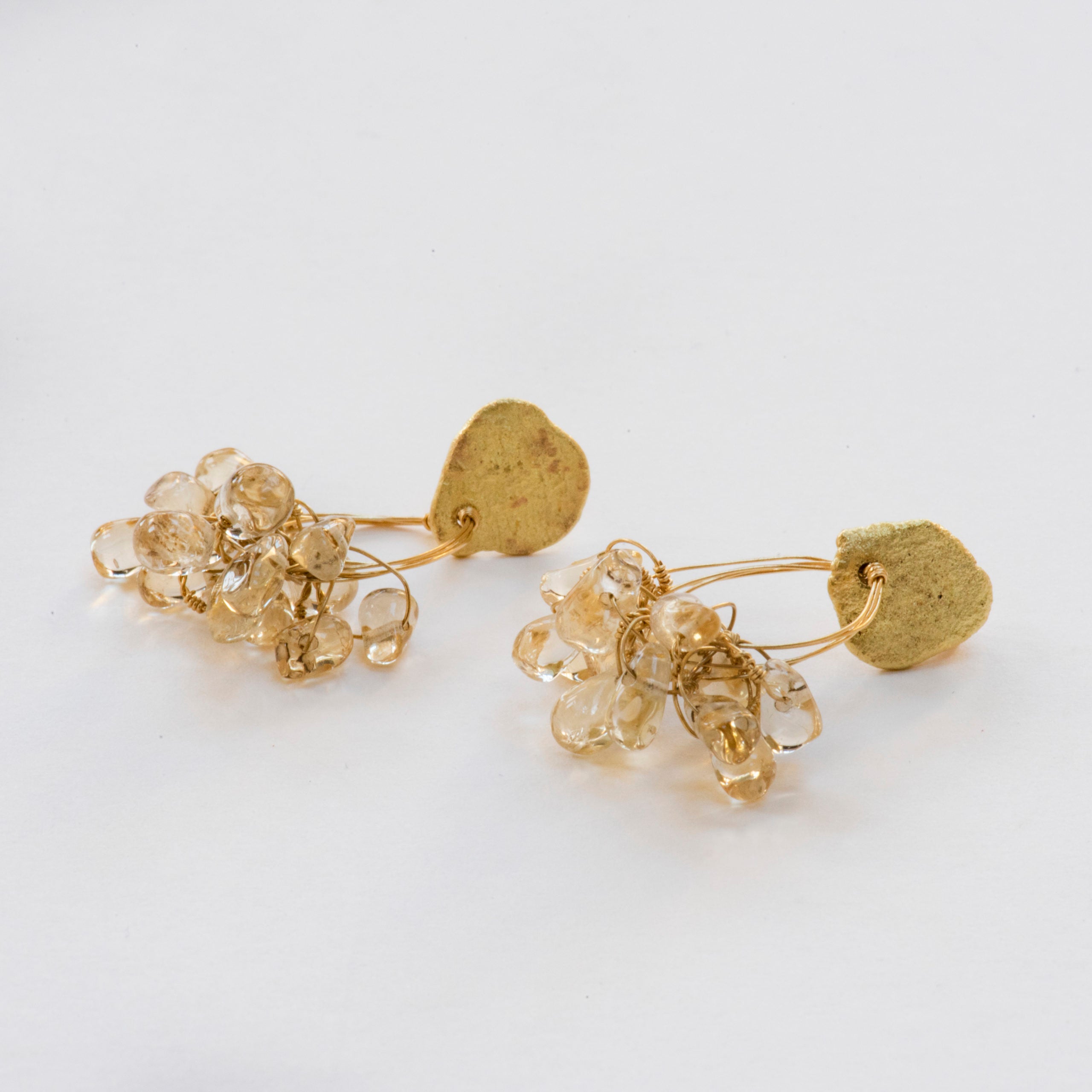 Citrine Gold Disc Wire earrings