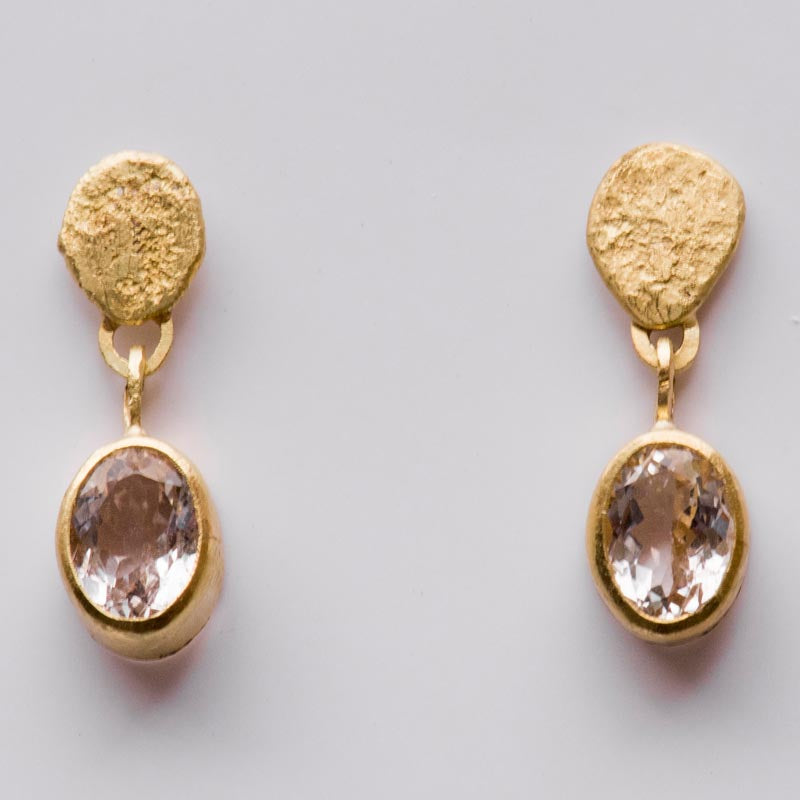 Morganite Drop Gold Earrings