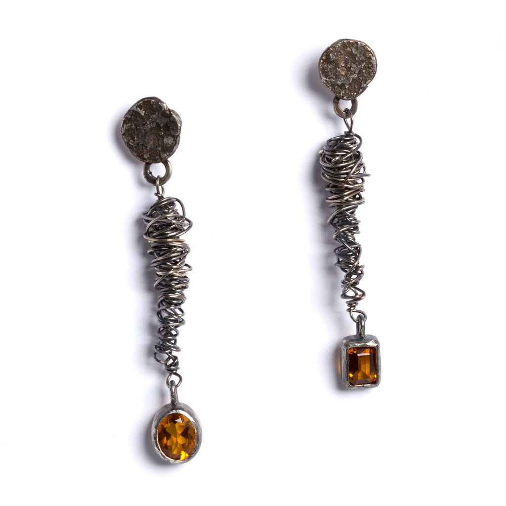 Citrine Mismatched Tornado Earrings