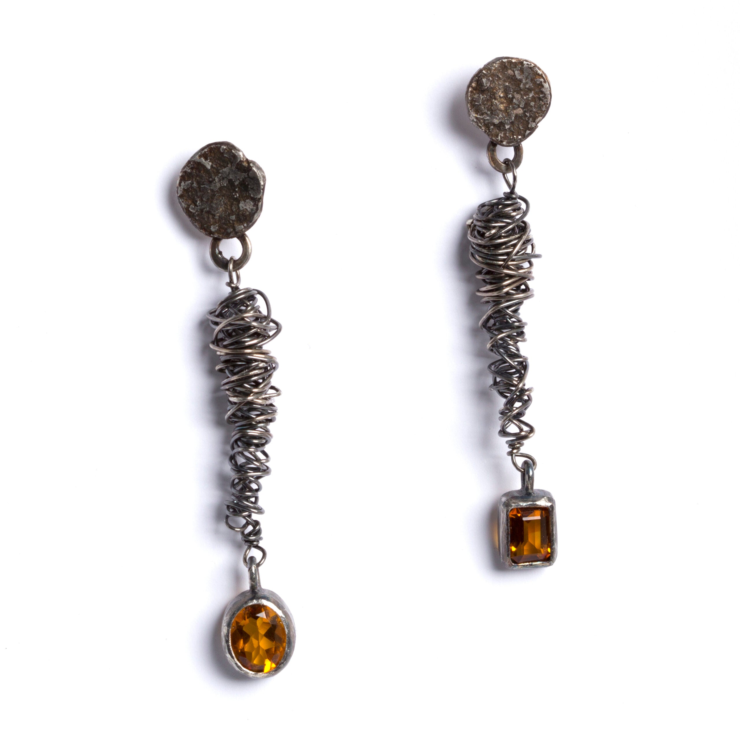 Citrine Mismatched Tornado Earrings