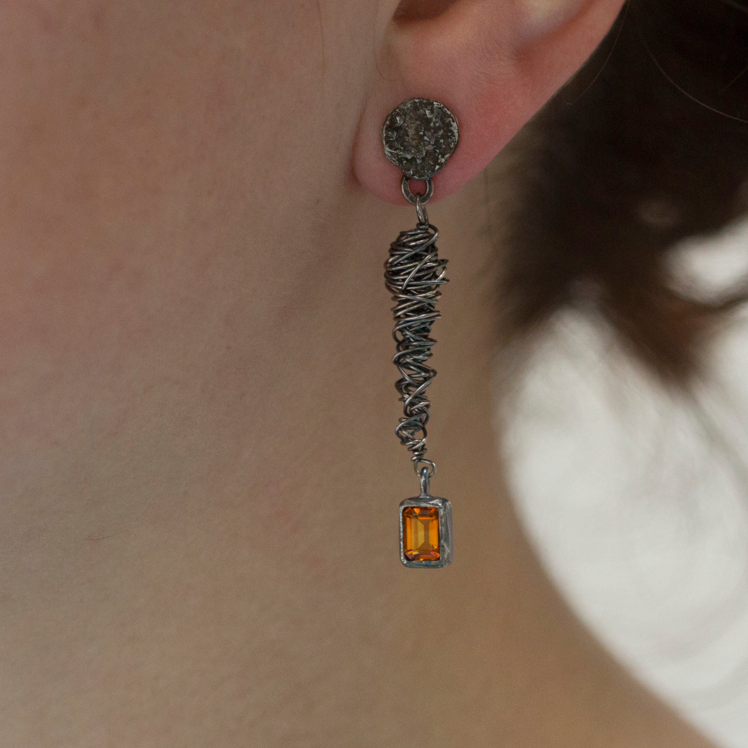 Citrine Mismatched Tornado Earrings