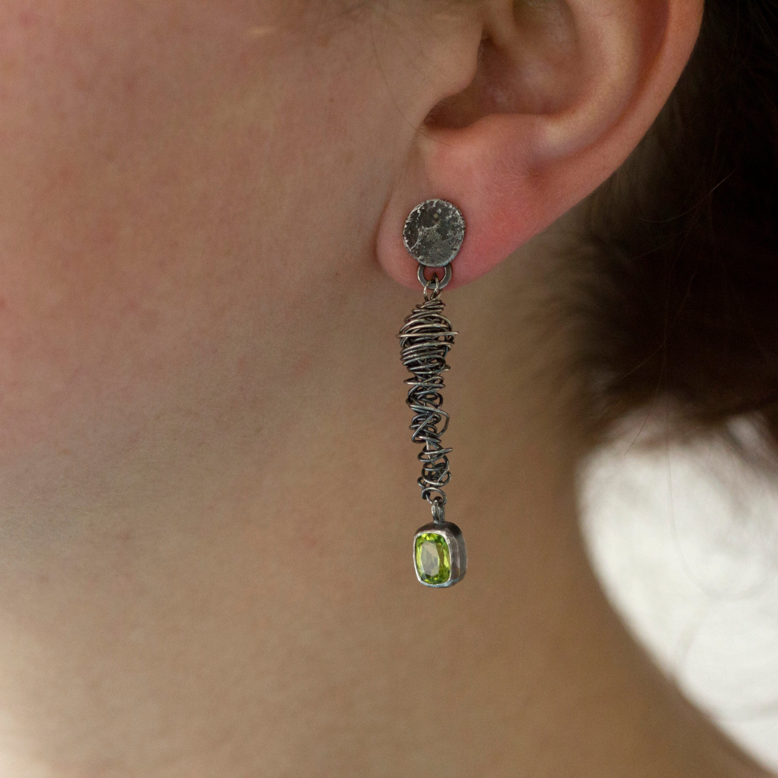 Peridot Mismatched Tornado Earrings