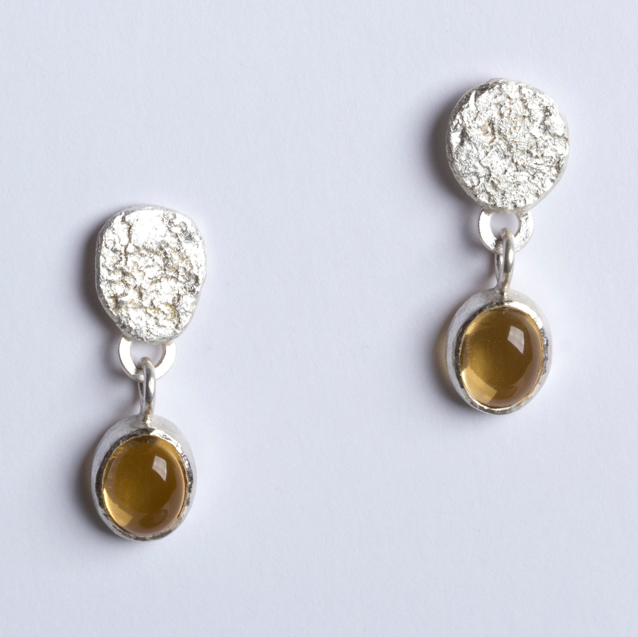 Citrine Drop Silver Earrings