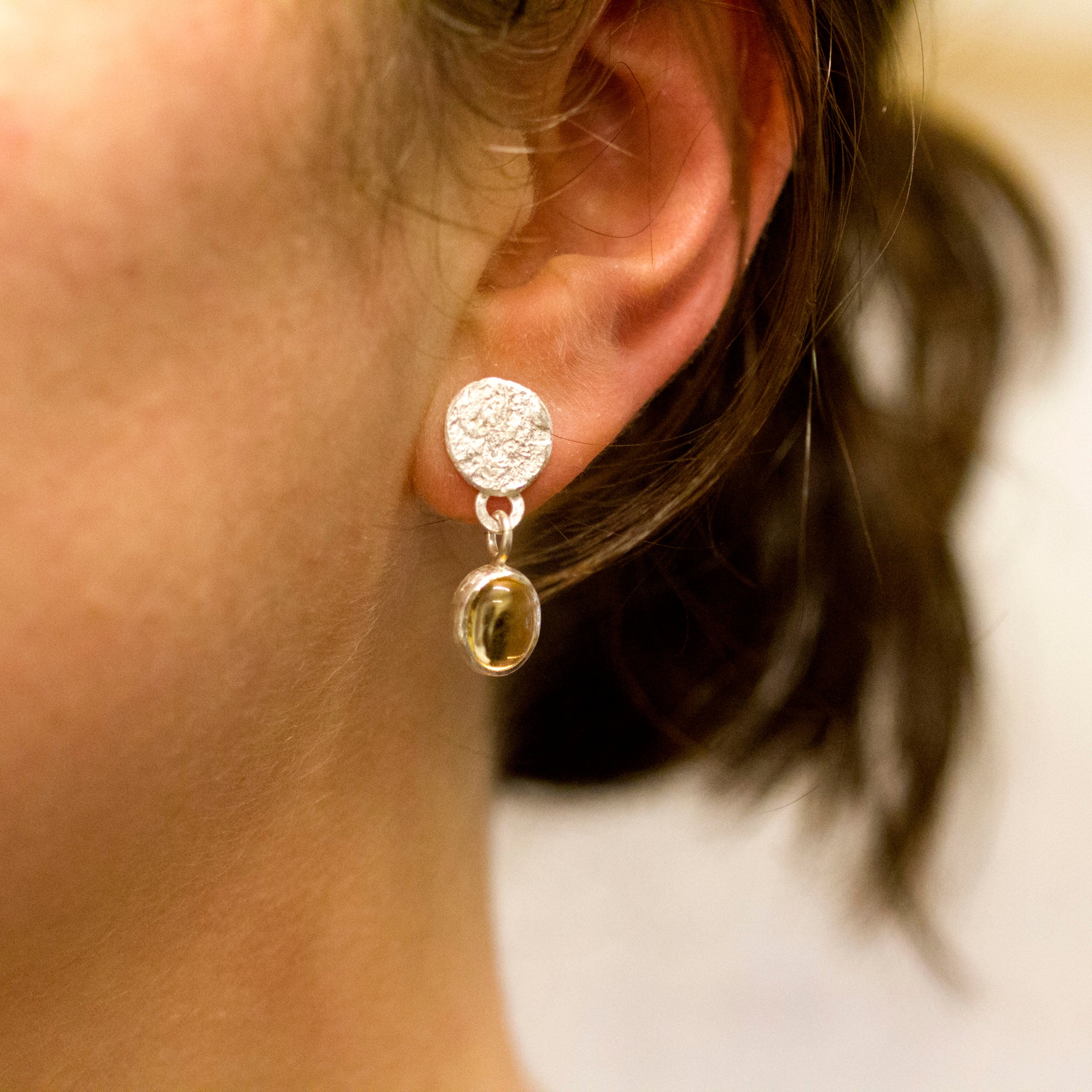 Citrine Drop Silver Earrings