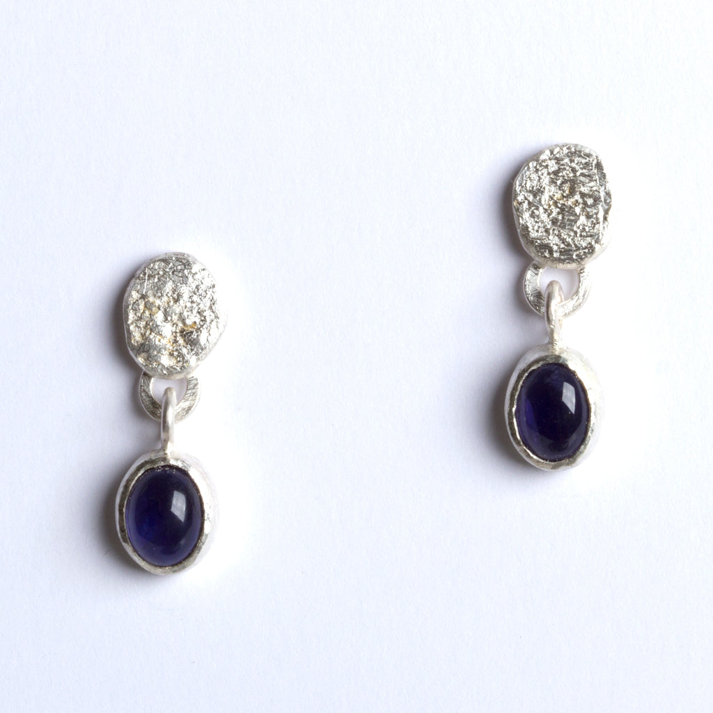 Iolite Drop Silver Earrings