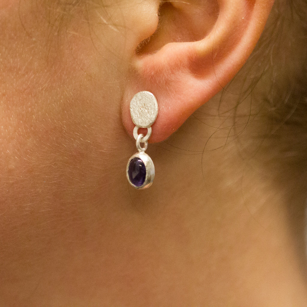 Iolite Drop Silver Earrings