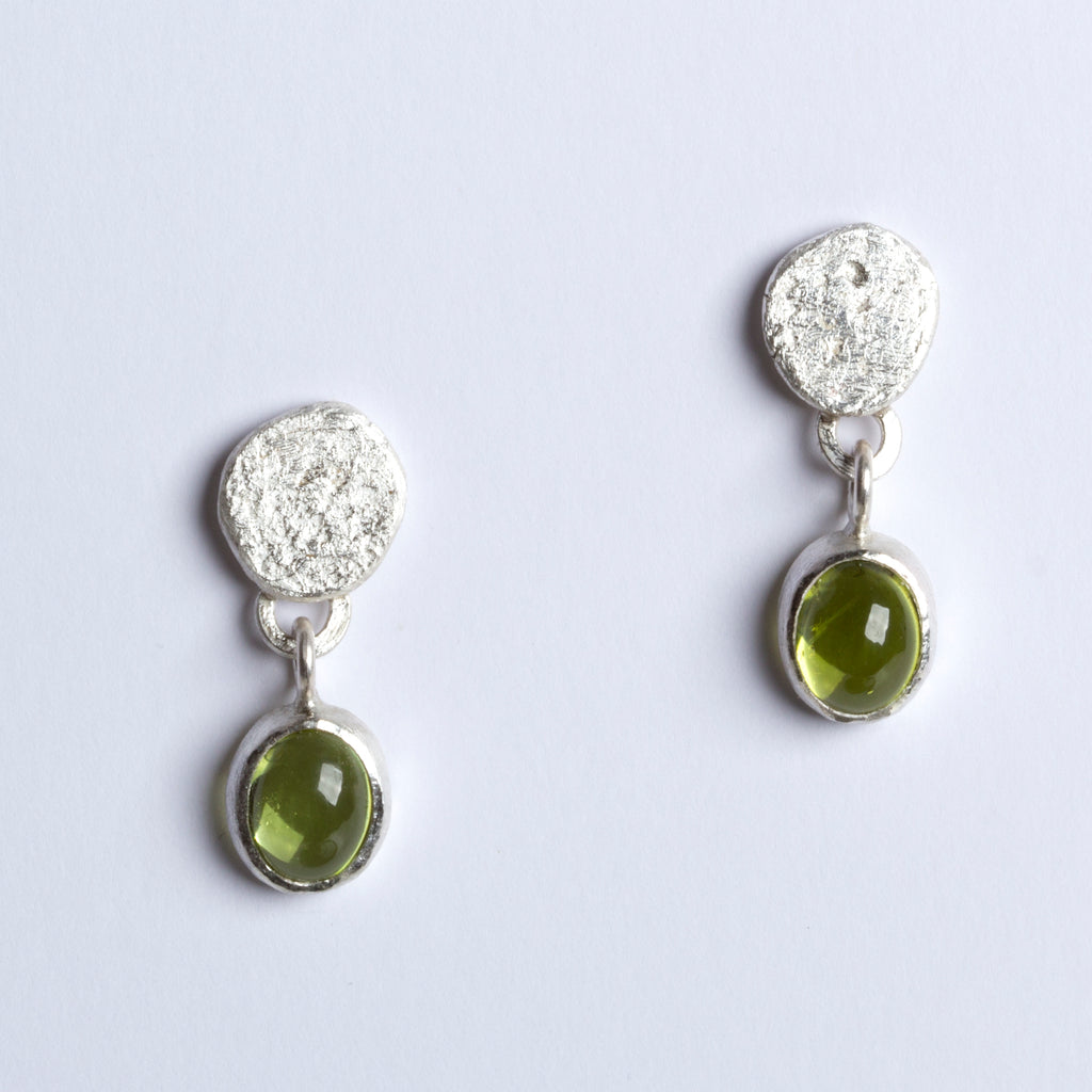 Peridot Drop Silver Earrings