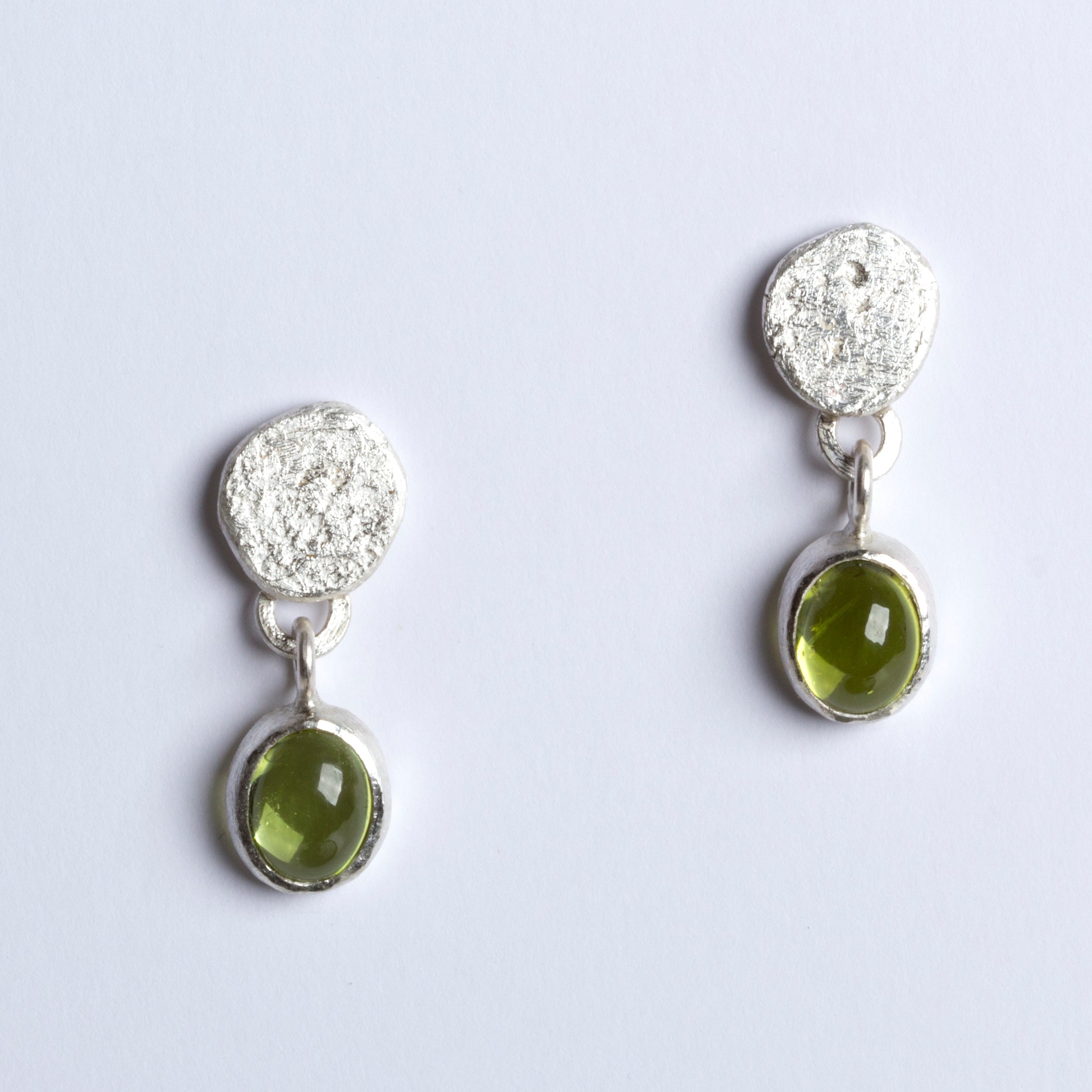 Peridot Drop Silver Earrings