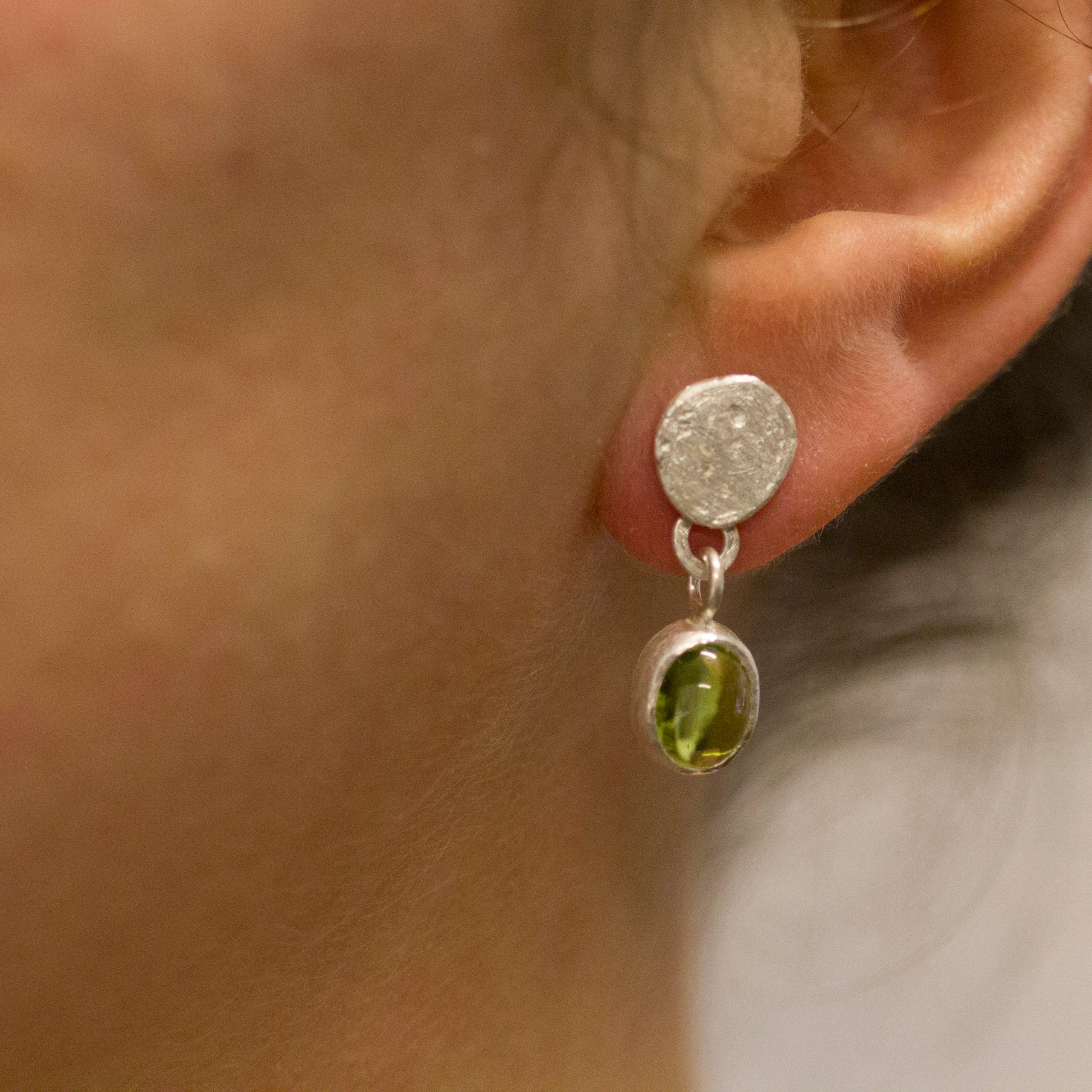Peridot Drop Silver Earrings