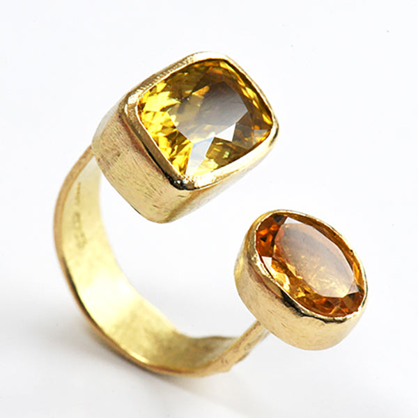 Double Orange Zircon Crossover Cola Ring by Disa Allsopp