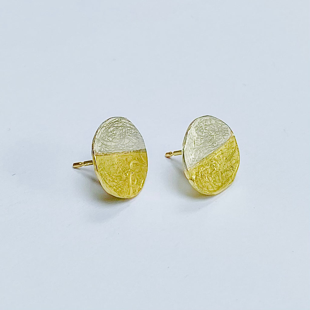 Gold and Silver Disc Earrings