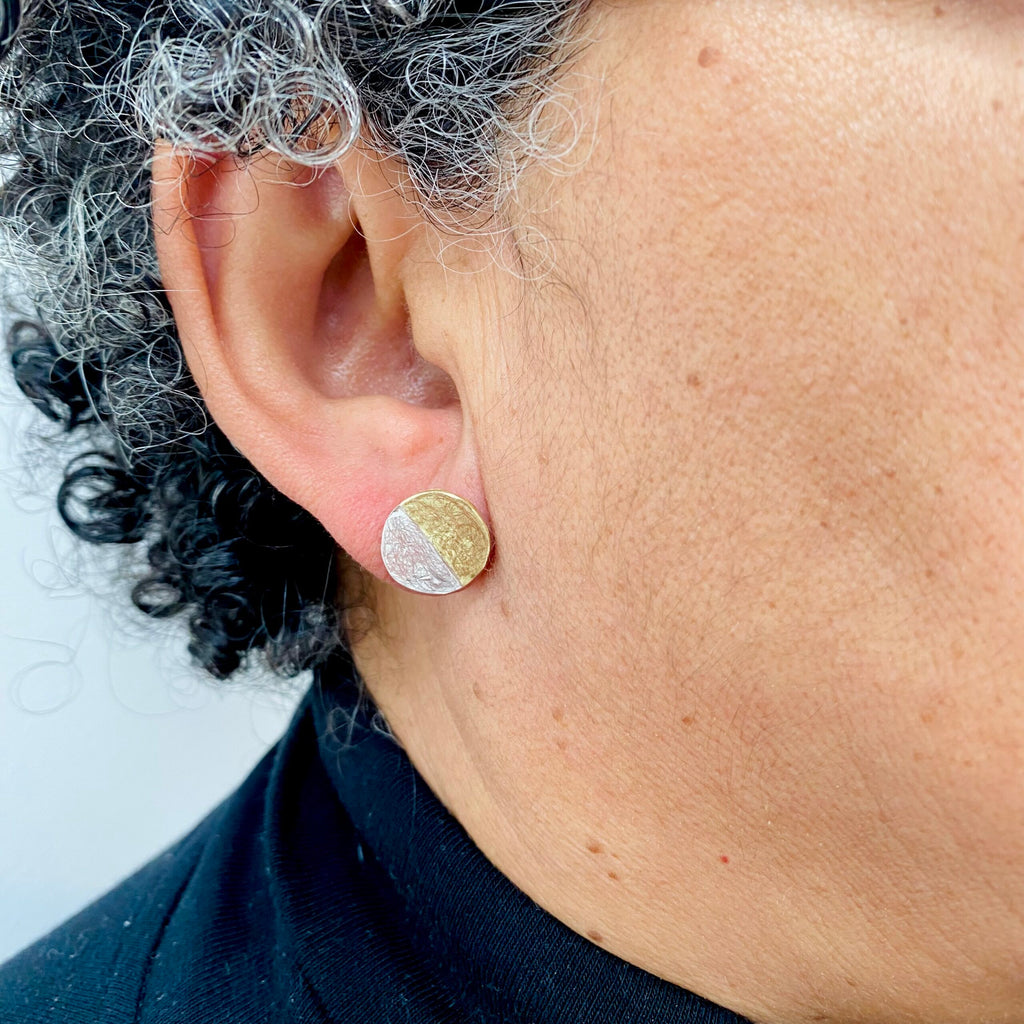 Gold and Silver Disc Earrings