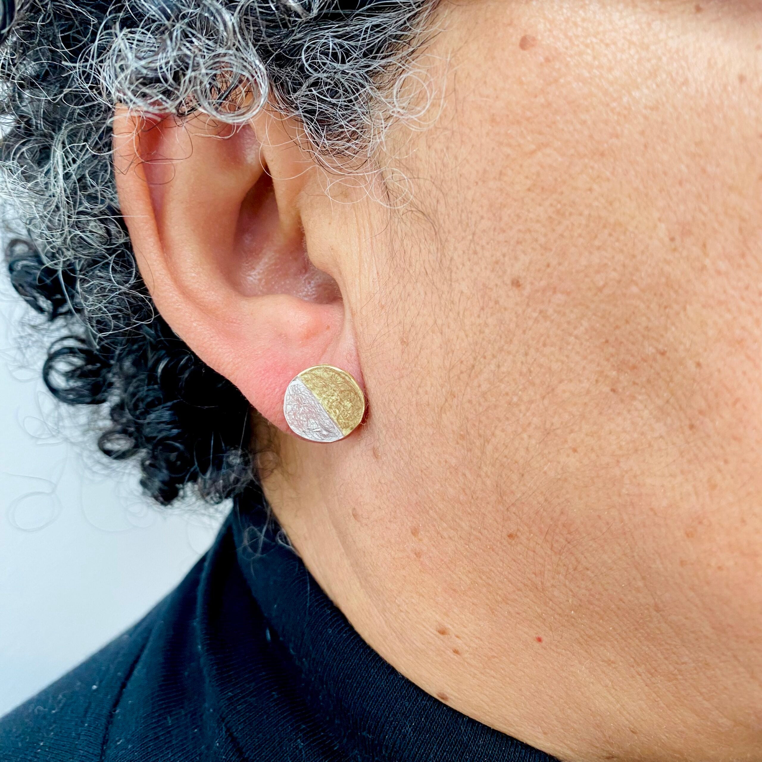 Gold and Silver Disc Earrings