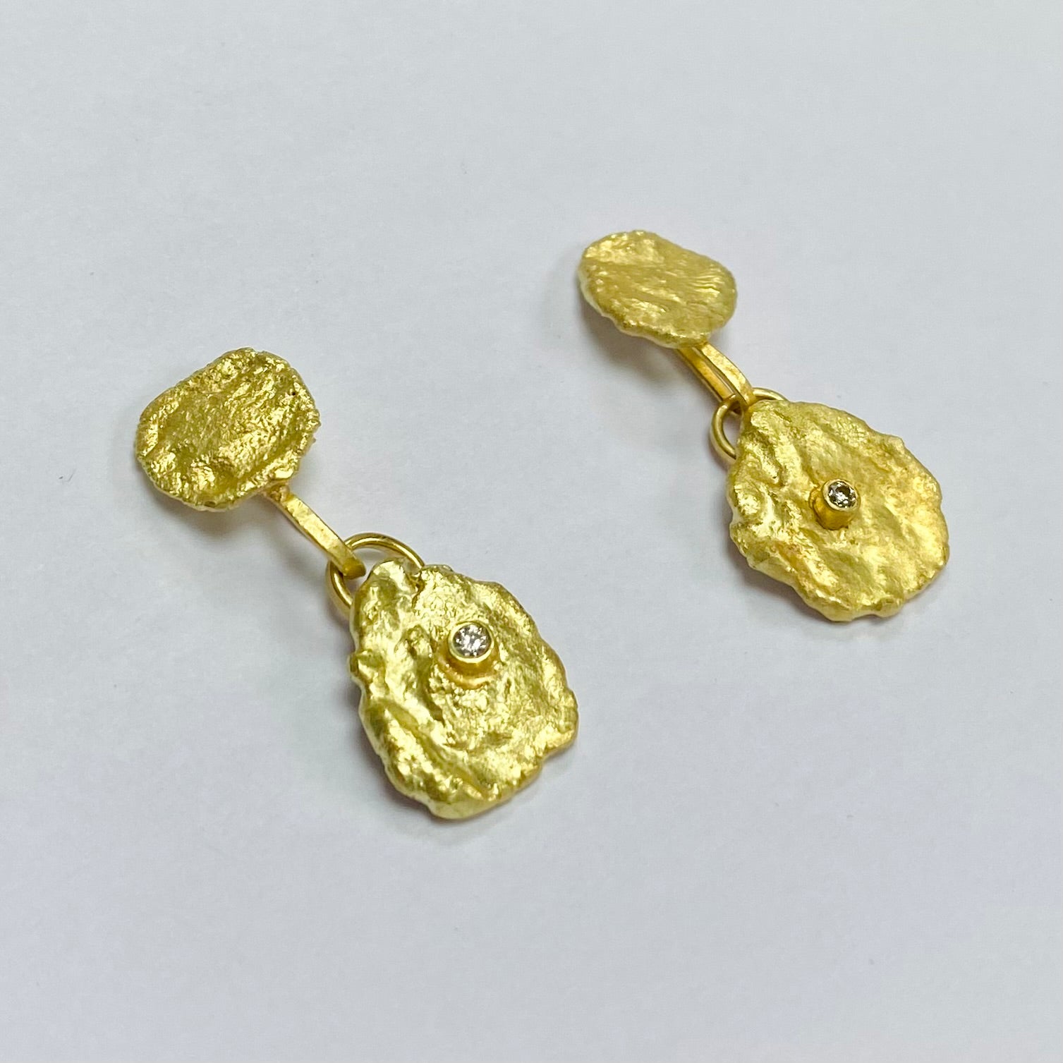 Golden Double Disc Diamond Earrings