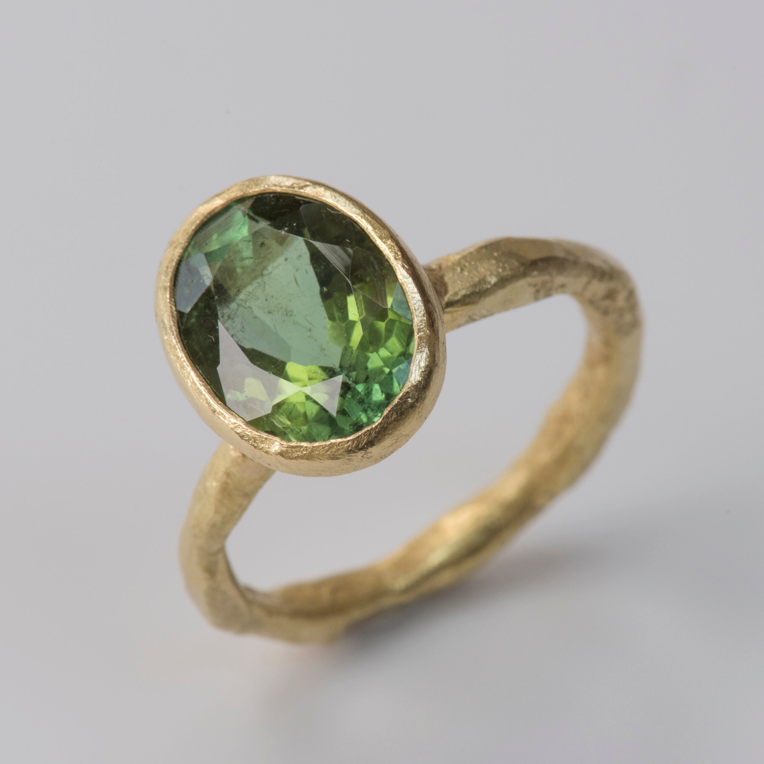 Oval Green Tourmaline Gold ring by Disa Allsopp