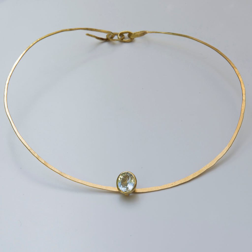 Gold Torc with Aquamarine Pendant