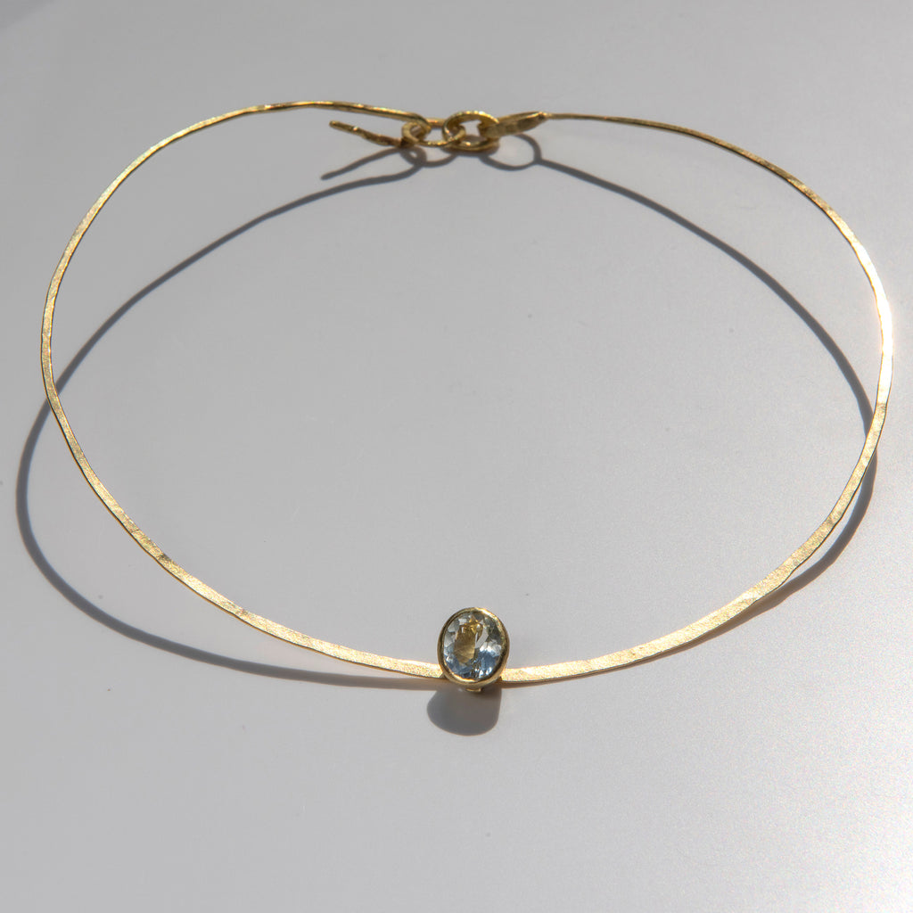 Gold Torc with Aquamarine Pendant