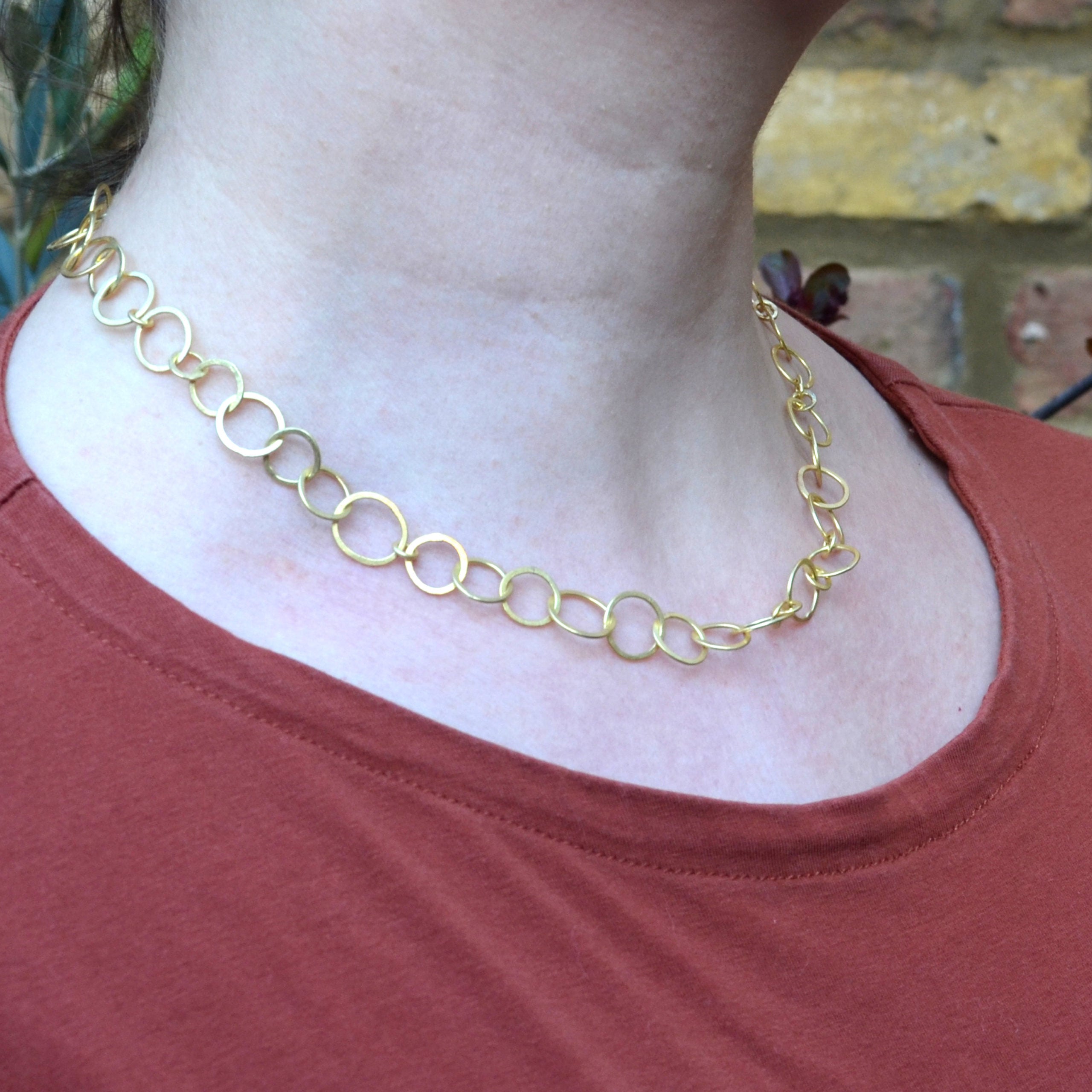 Flattened 18k Gold Handmade Chain
