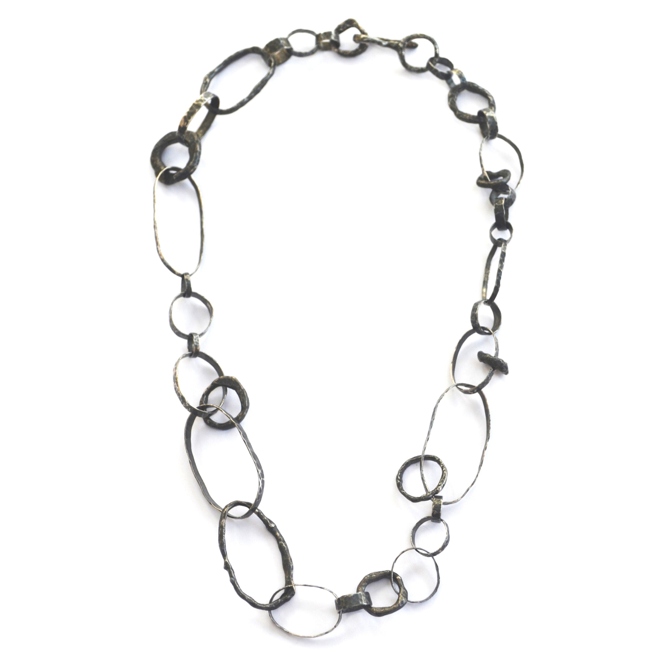 Textured Oxidised Silver Chain Necklace