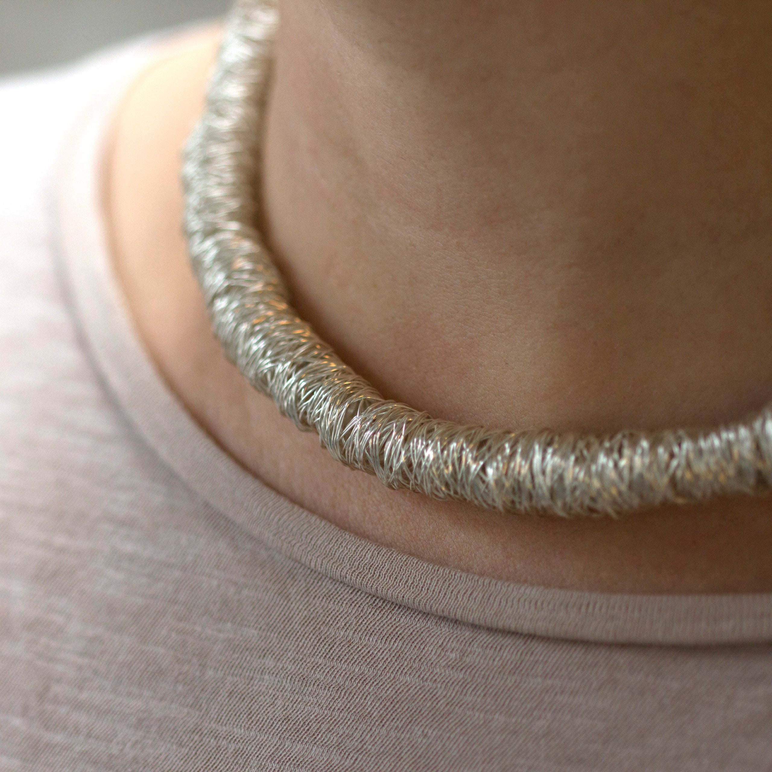 Wide Coiled Silver Necklace