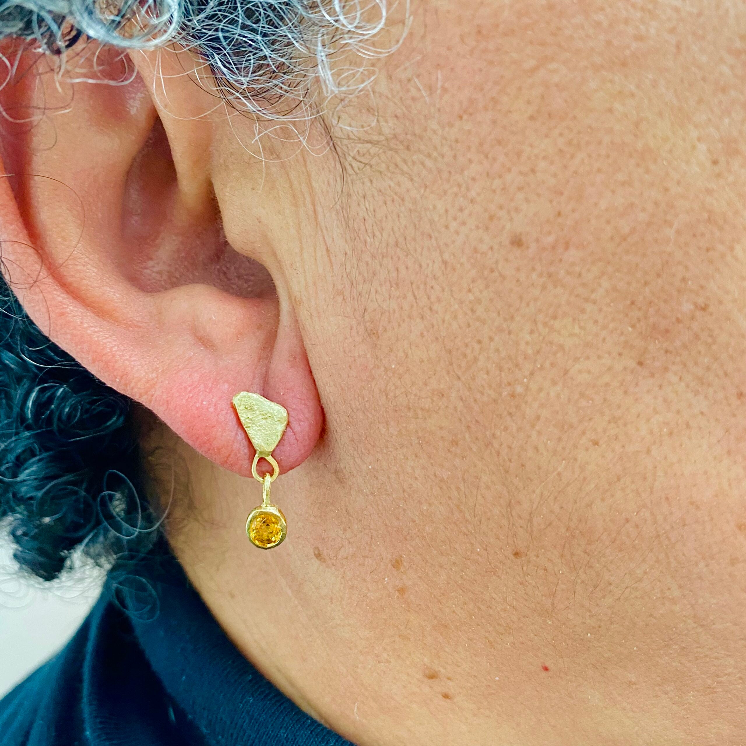 Orange Sapphure Gold Drop Earrings