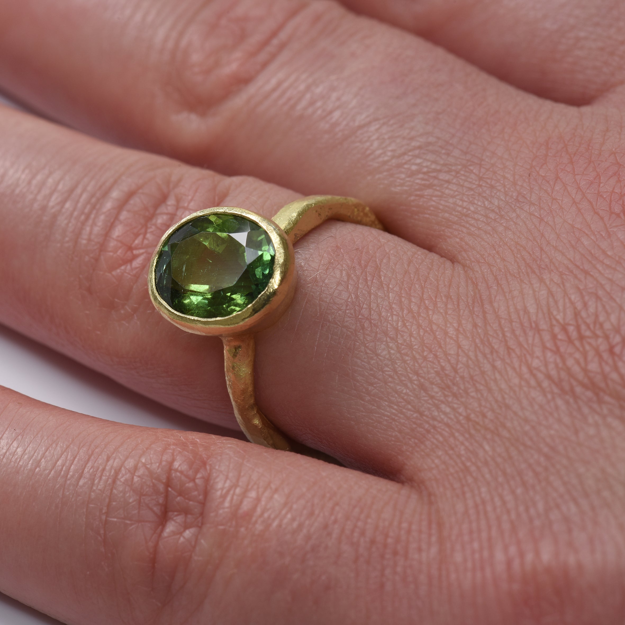 Oval Green Tourmaline Gold ring by Disa Allsopp