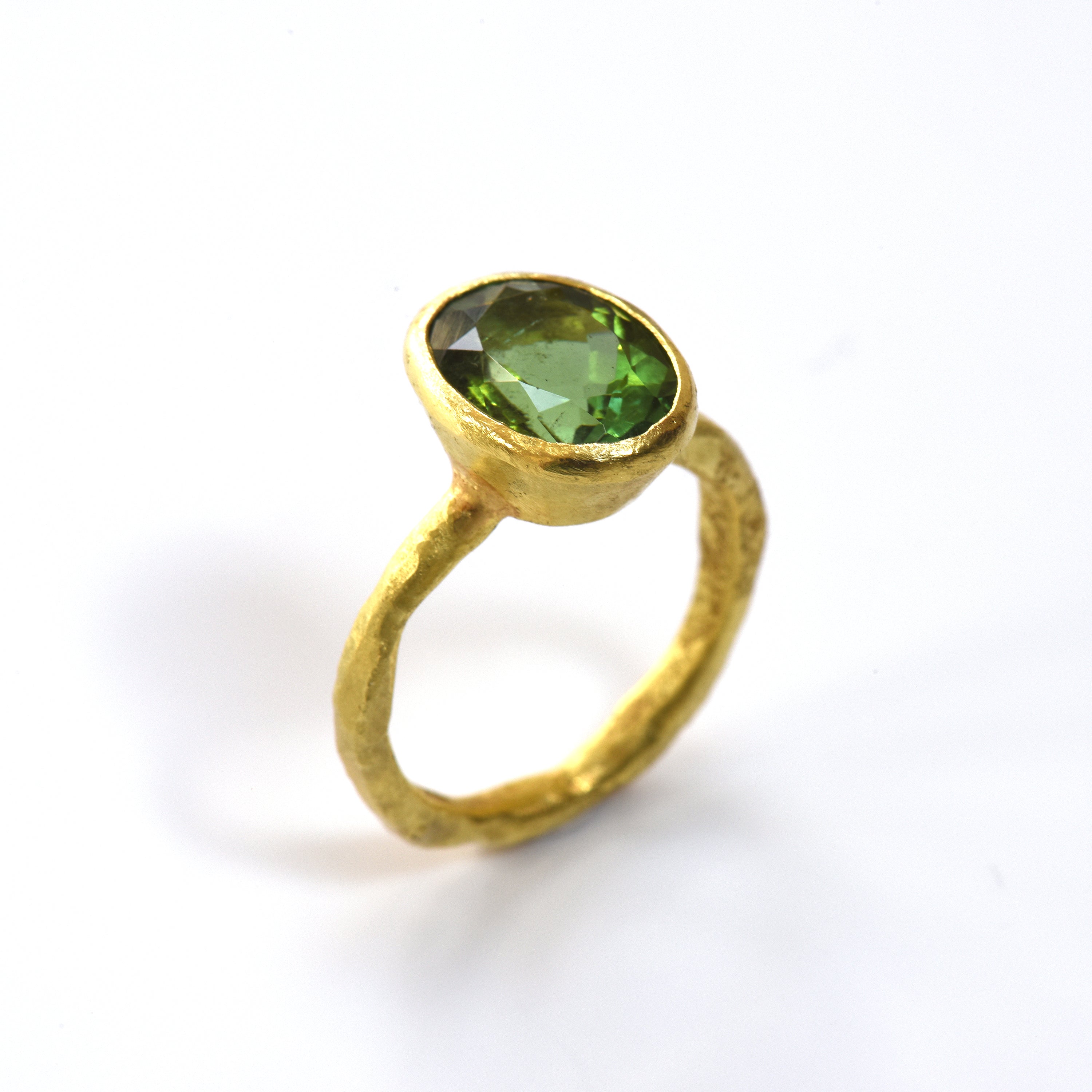 Oval Green Tourmaline Gold ring by Disa Allsopp