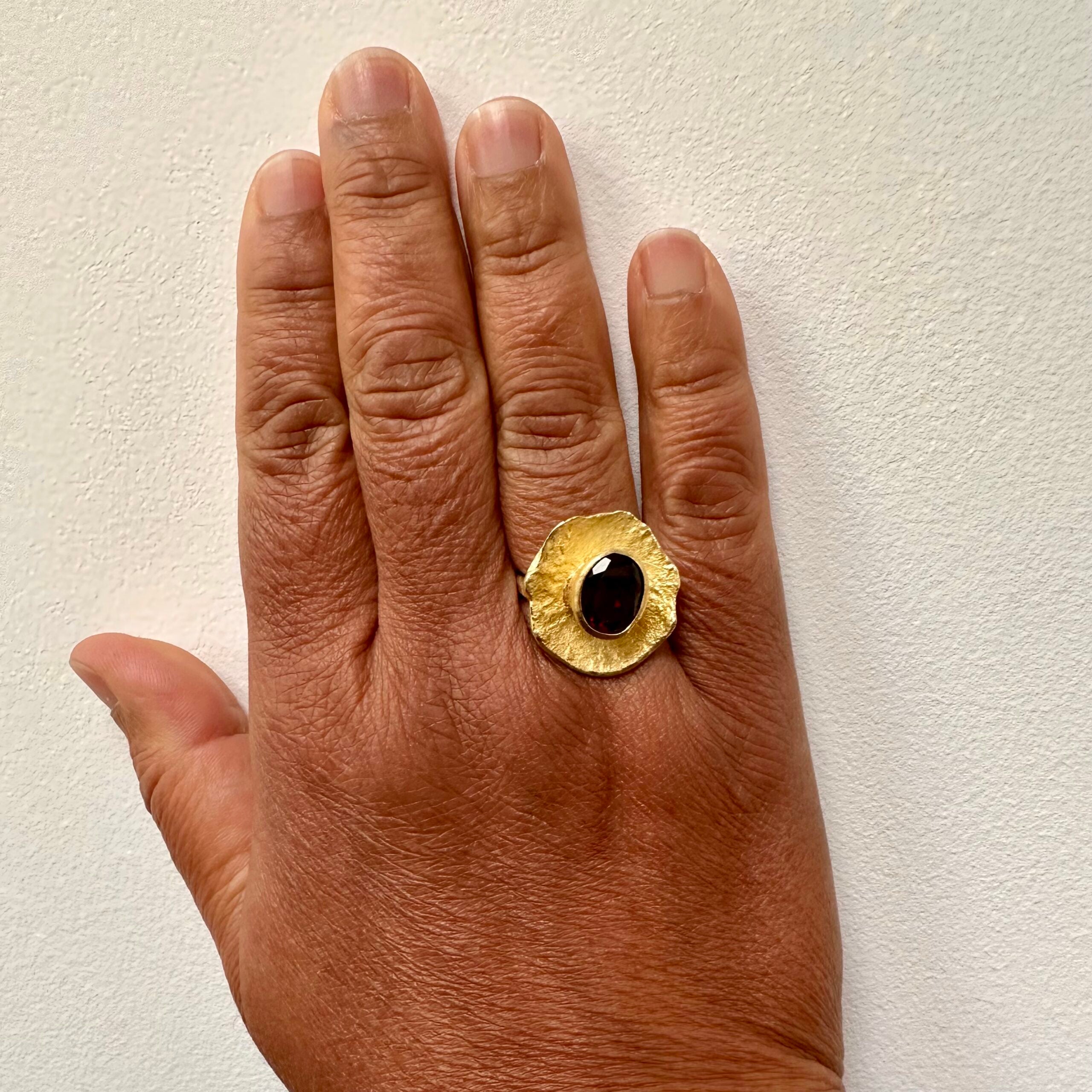 Garnet Lily Pad Ring by Disa Allsopp