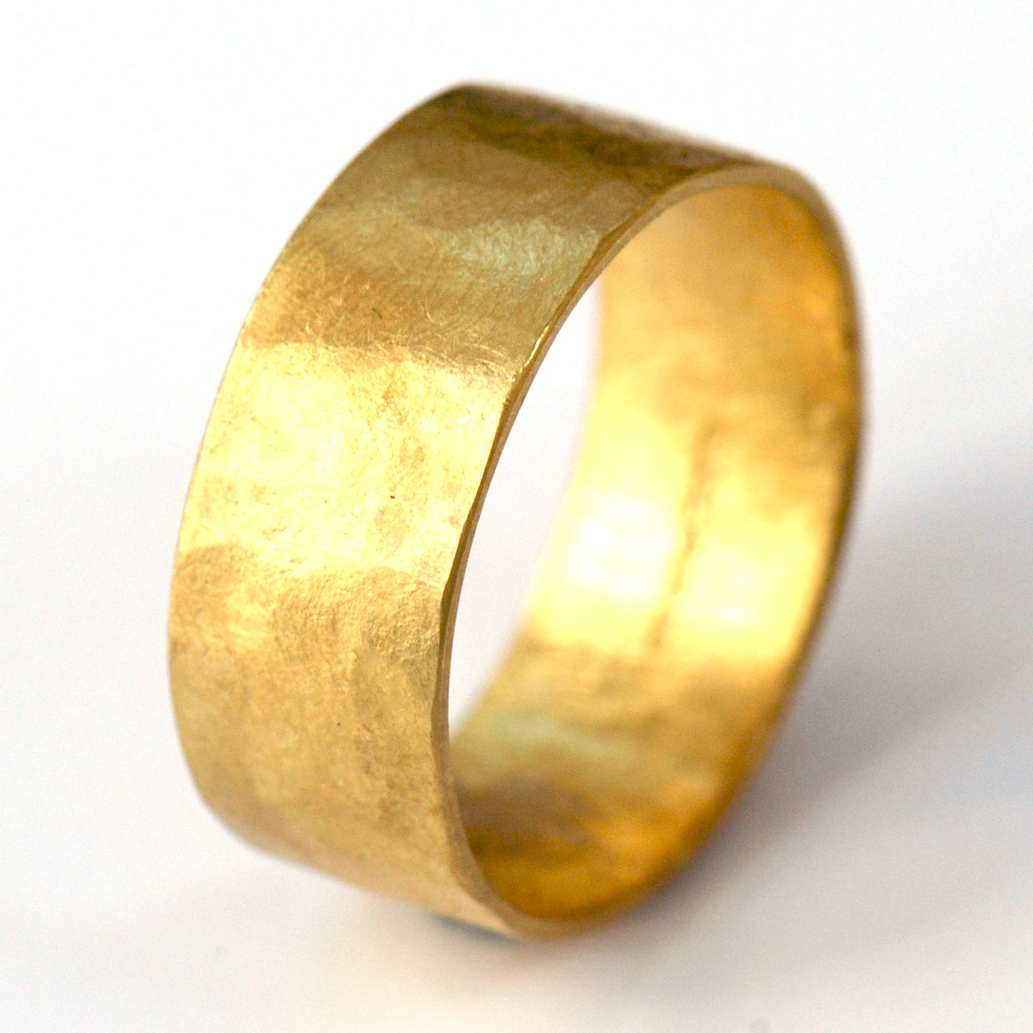 Wide Hammered Gold Ring