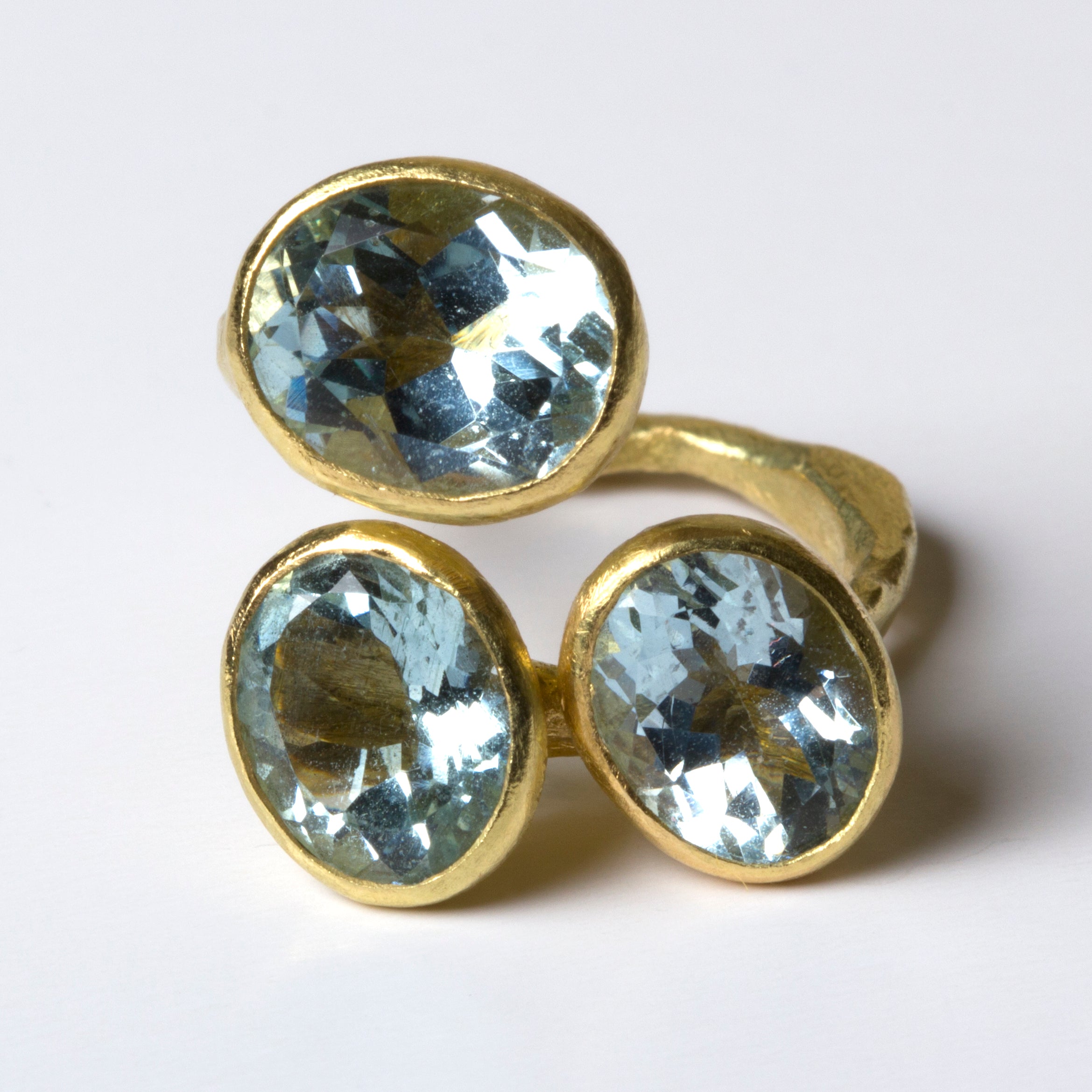 Triple Aquamarine Gold Ring by Disa Allsopp